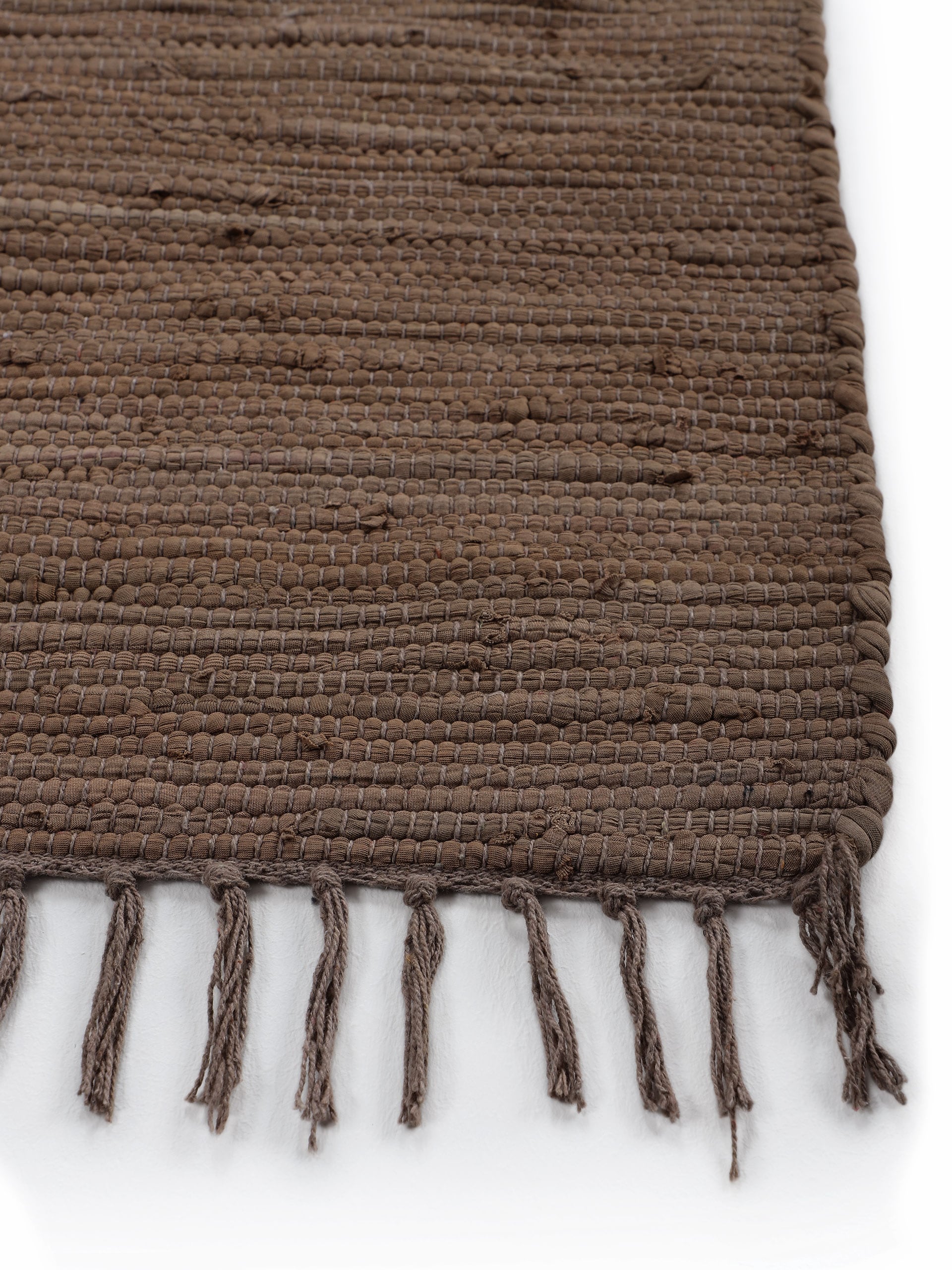 carpetfine Teppich »Kelim Chindi uni, auch als Läufer«, rechteckig, 5 mm Höhe, Wendeteppich, reine Baumwolle, handgewebt, Uni-Farben, mit Fransen
