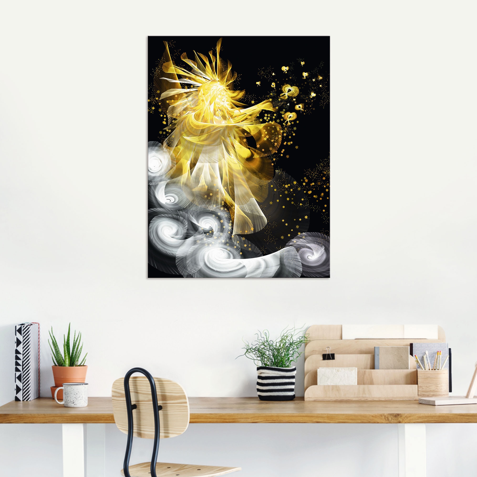 Artland Alu-Dibond-Druck »Goldener Schutzengel«, klassische Fantasie, (1 St.), für Innen- und Aussenbereich geeignet, Outdoorbild