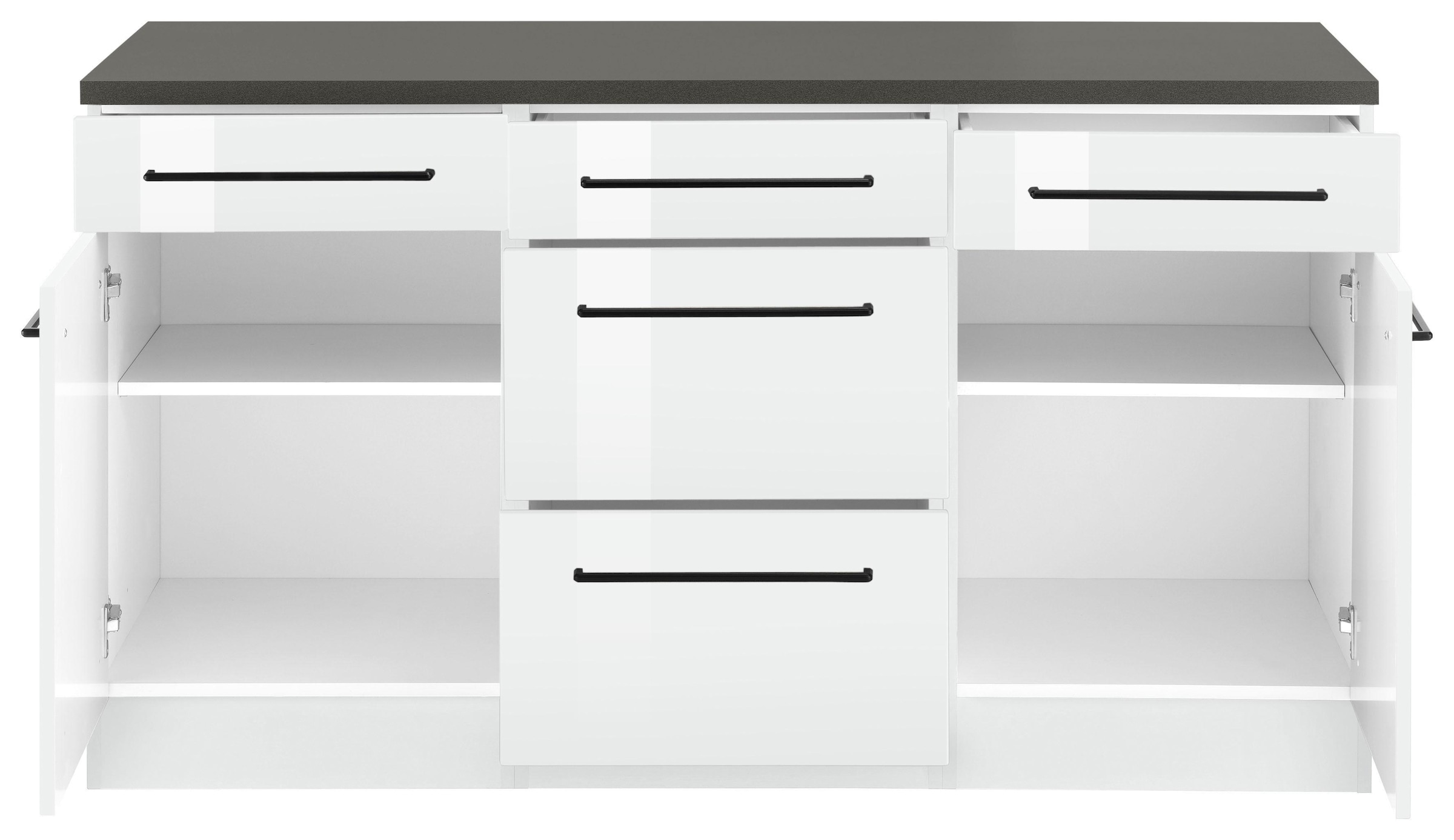 KOCHSTATION Unterschrank »KS-Tulsa«, 150 cm breit, 2 Türen, 3 Schubkästen, 2 grosse Auszüge für Stauraum