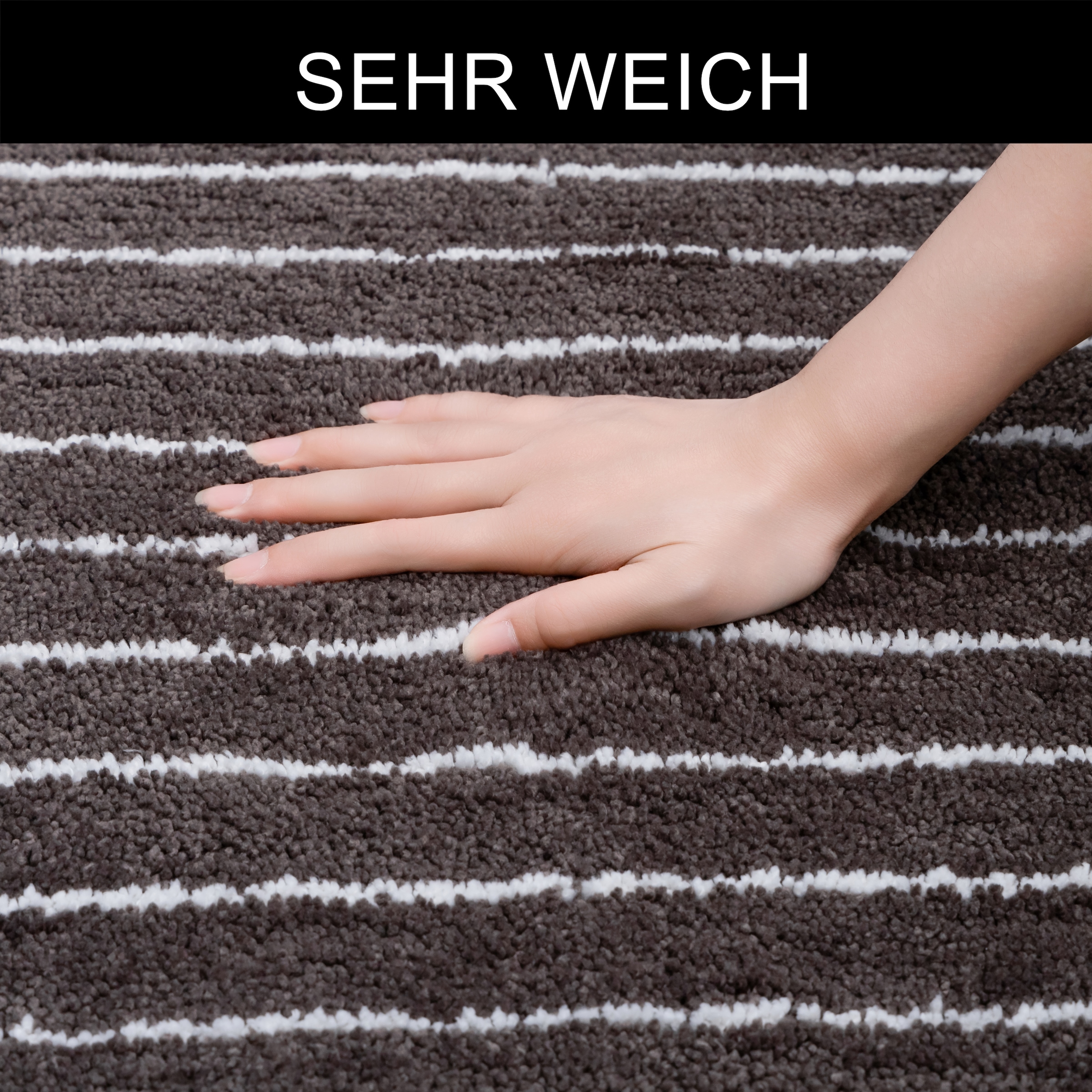 LeGer Home by Lena Gercke Tapis de bain »Tamsin, Badvorleger, Badezimmer Teppich, Duschvorleger« Höhe 10 mm revêtement antidérapant Séchage rapide | compatible chauffage au sol rayures, moderne