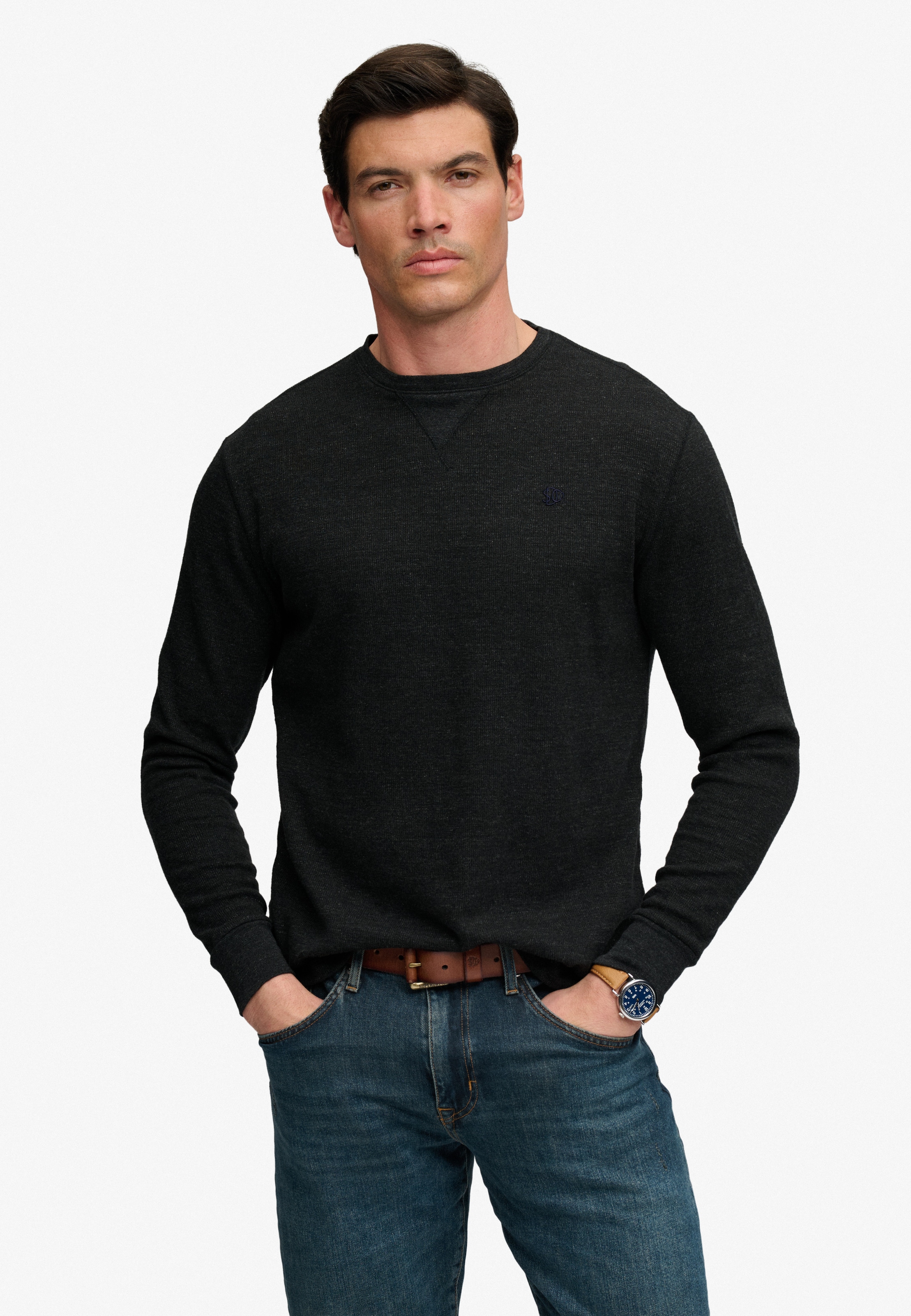 Superdry Langarmshirt »CLASSIC SLUB WAFFLE TOP« aus Baumwolle, Relaxed Fit, mit Rundhalsausschnitt