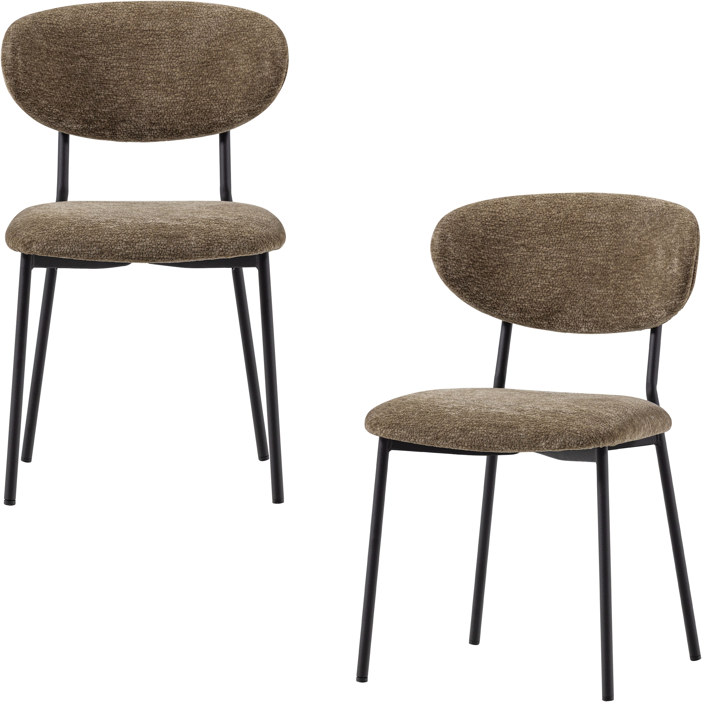 Image of WOOOD Esszimmerstuhl "Kjeld stapelbar mit Bezug und Metallgestell, B 47 x T 53 x H 79 cm" (Set) 2 Stk.(Set, 2 St) Chenille, Geringe Verschleissfestigkeit, Tragkraft 120 kg