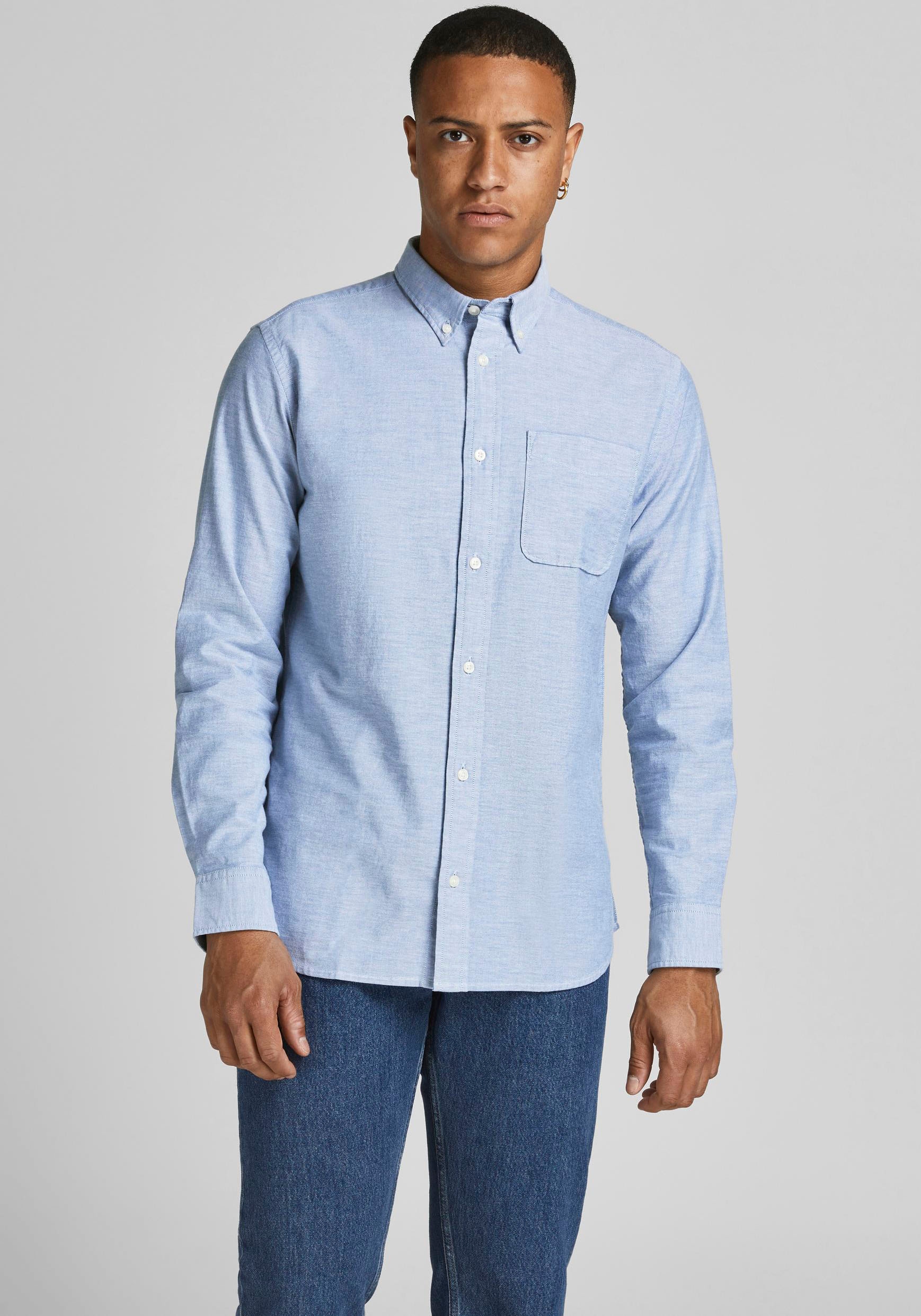 Jack & Jones Langarmhemd »BROOK OXFORD«, mit Button-Down Kragen