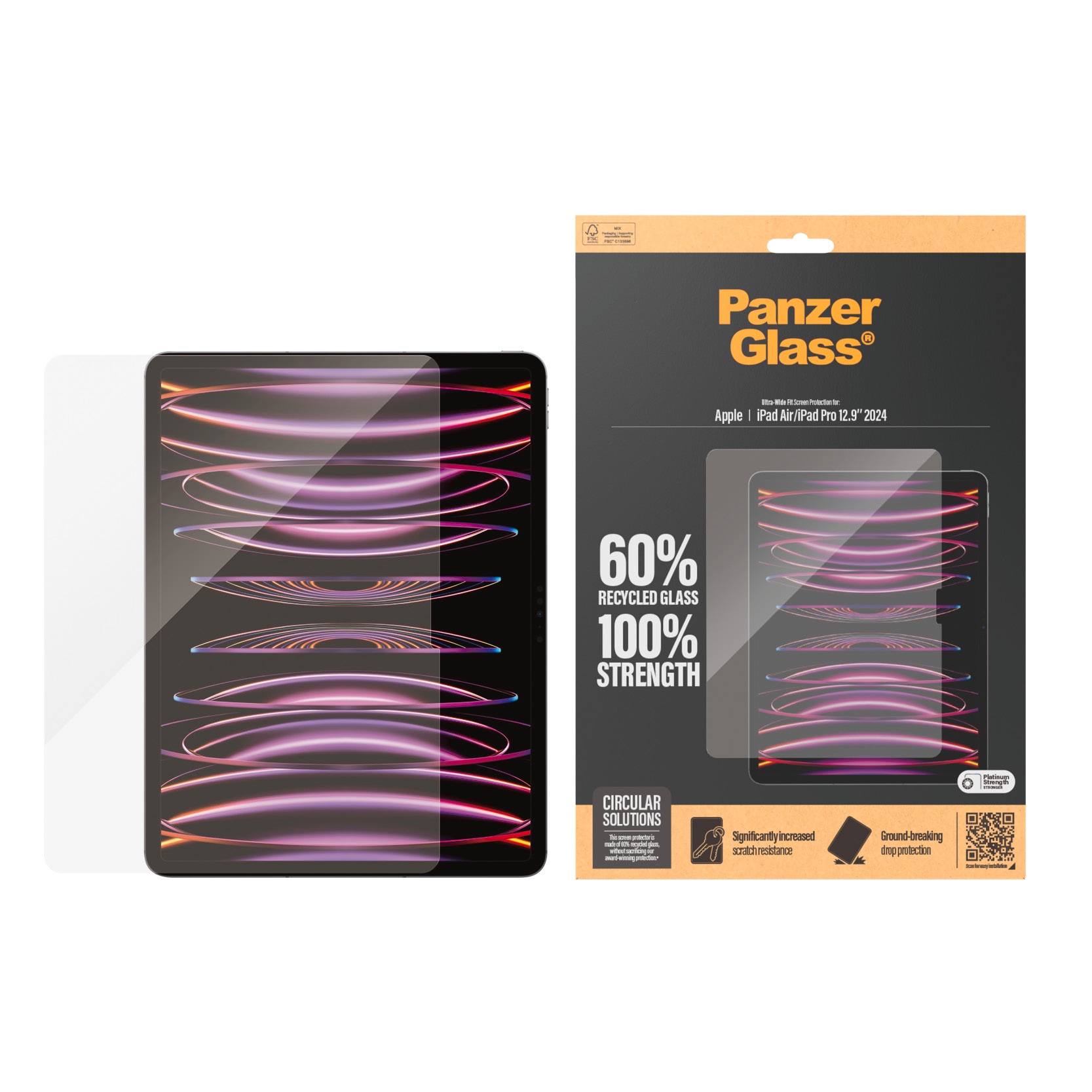 PanzerGlass Displayschutzglas »Ultra Wide Fit Screen Protector«, für Apple iPad Air-Apple iPad Pro 12.9 2024, Displayschutzfolie, Schutzfolie, Bildschirmschutz, kratz- & stossfest