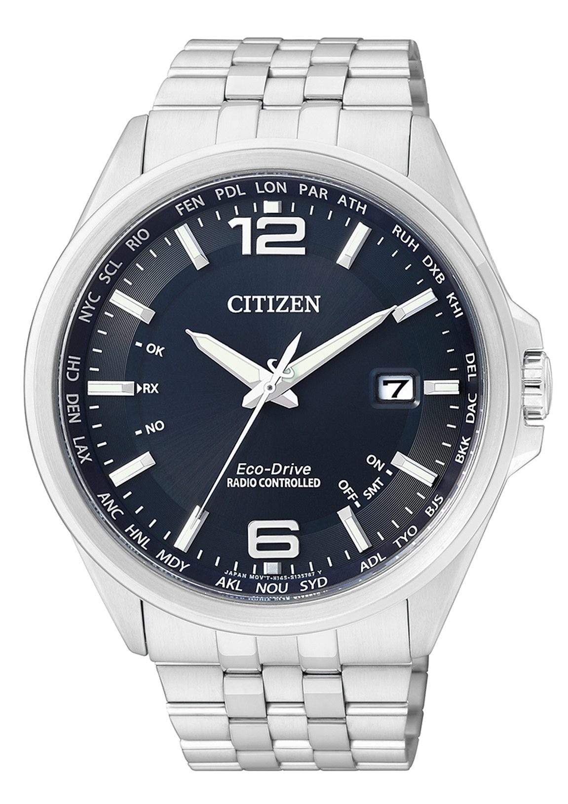 Image of Citizen Funkuhr Armbanduhr, Herrenuhr, Solar, Edelstahlarmband, Saphirglas, Datum