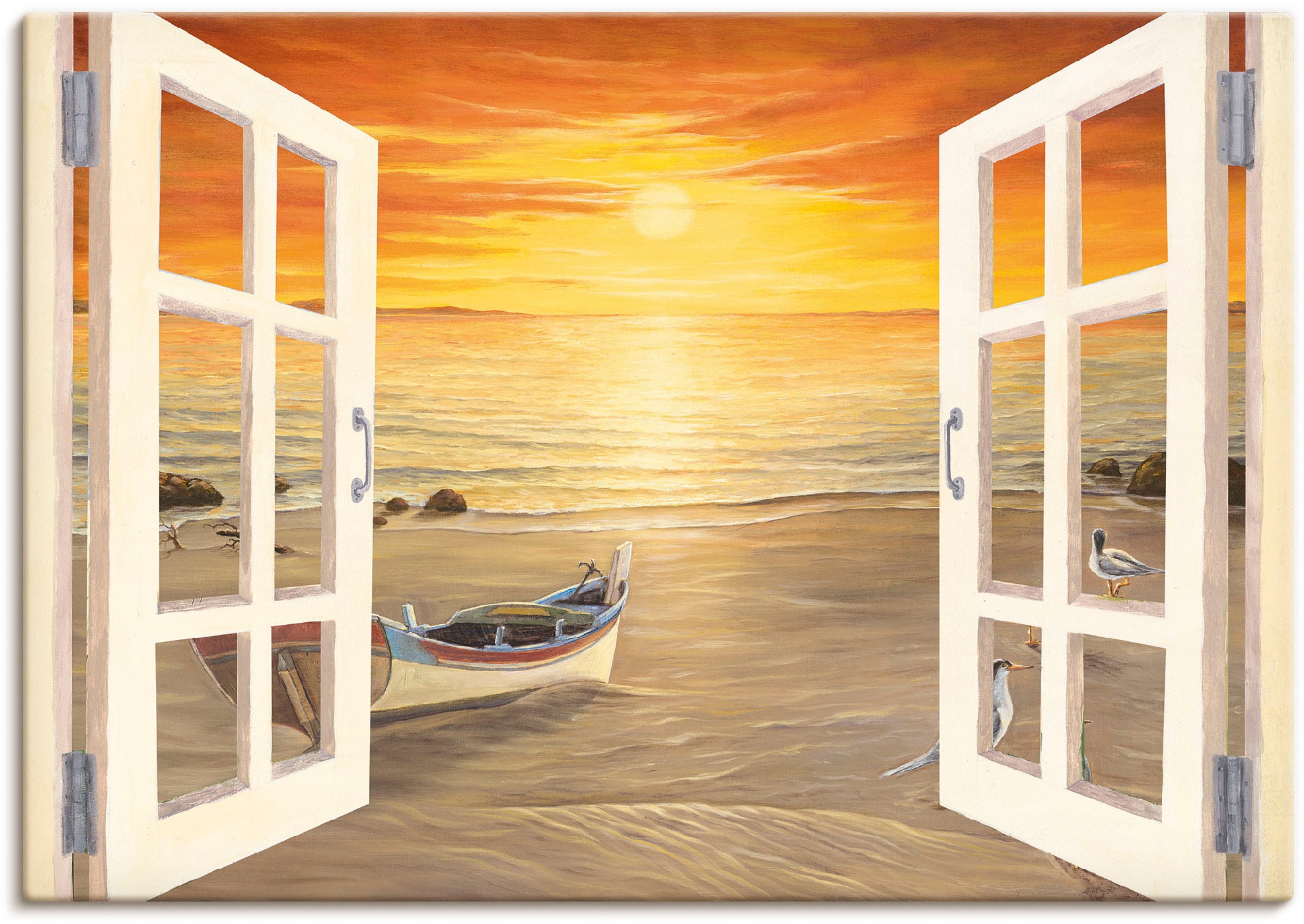 Image of Artland Leinwandbild "Möwen" Meer Bilder 1 Stk. tlg. auf Holzrahmen gespannt