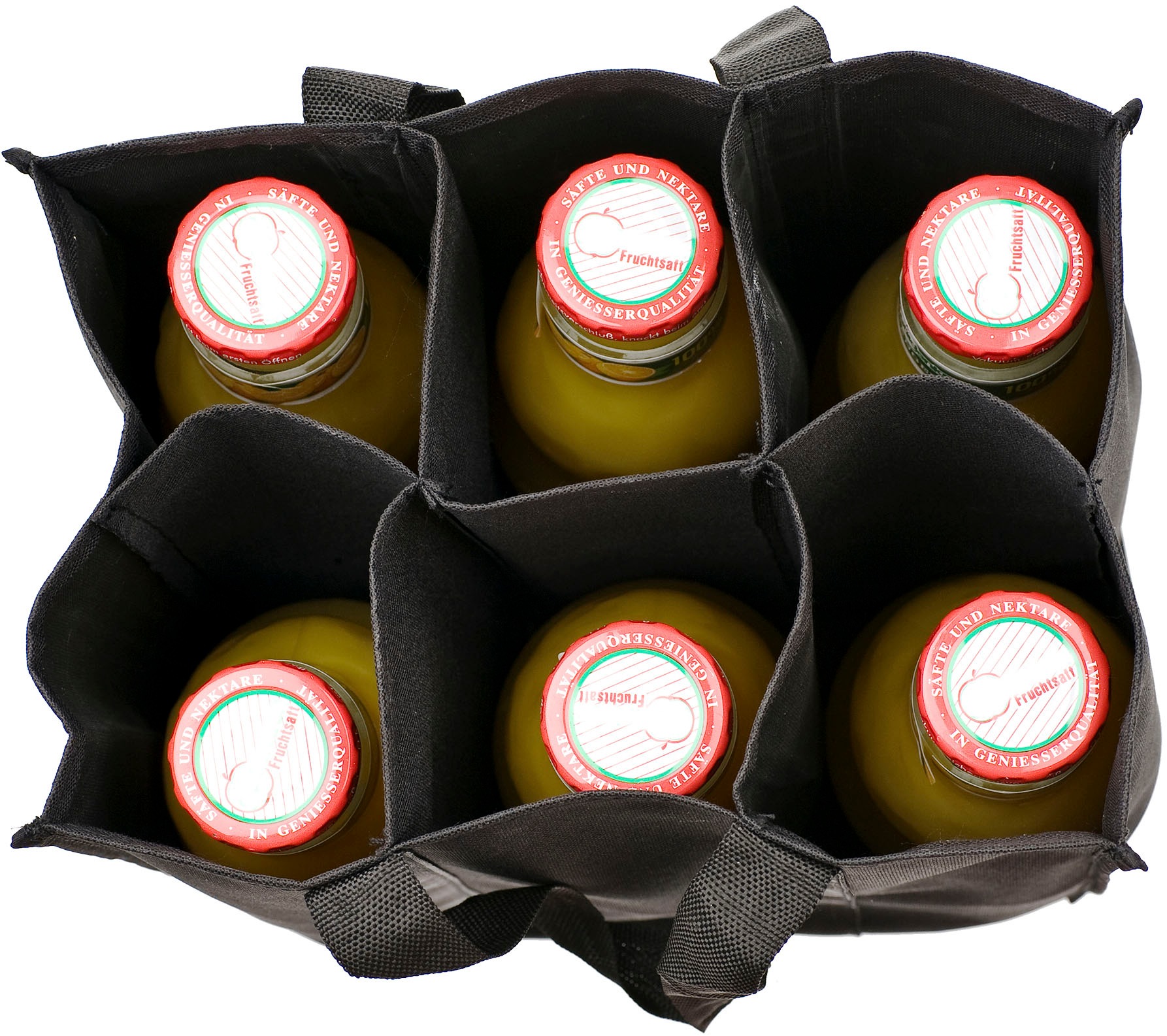 Genius Panier à biberons »Flaschentasche, grau mit weissen Punkten« praktische Tragetasche zum Transportieren von bis zu 6 Flaschen