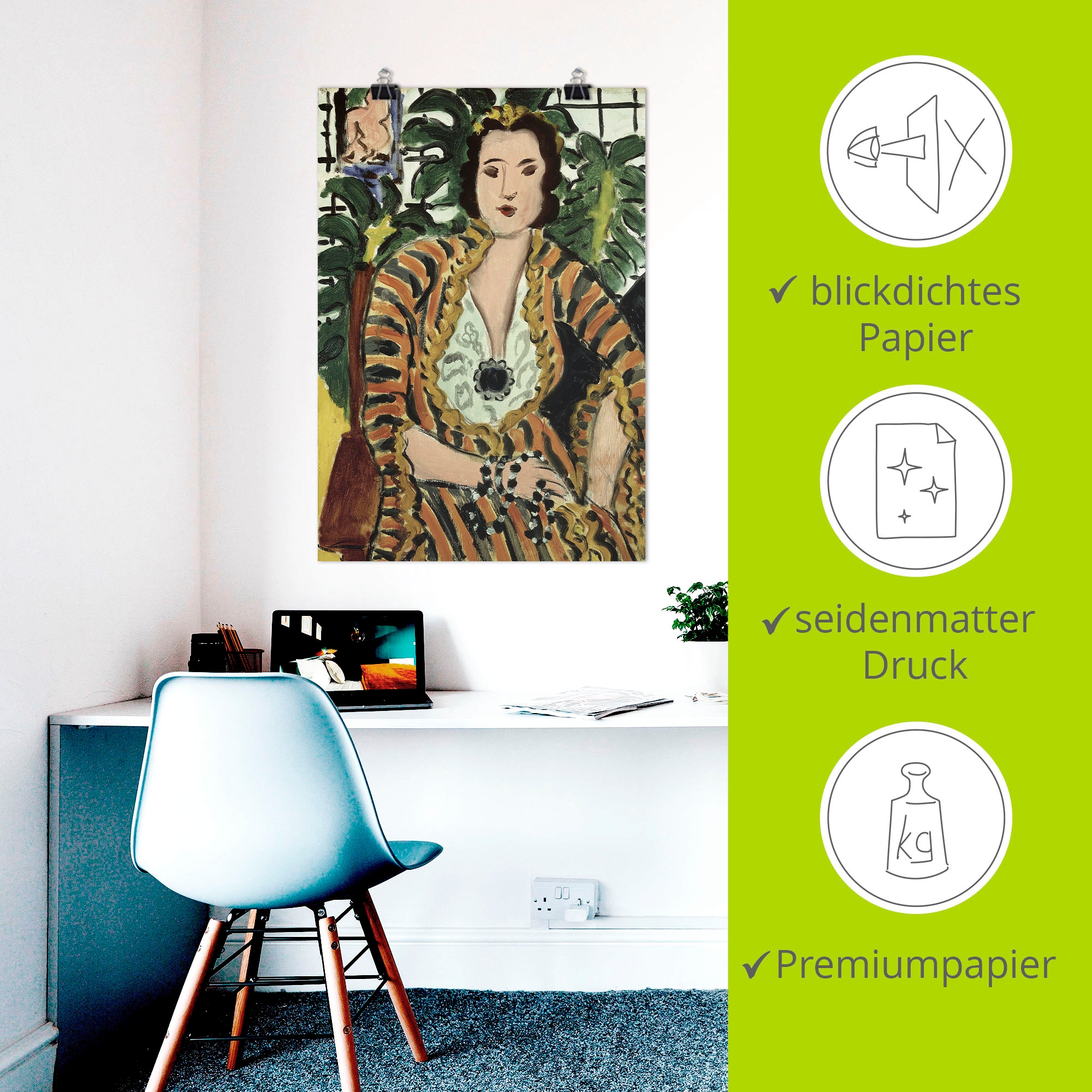 Artland Wandbild »Dame mit blauem Schmuckstück. 1937« Bilder von Frauen 1 Stk. tlg. als Alubild, Leinwandbild, Poster, Wandaufkleber in verschied. Grössen