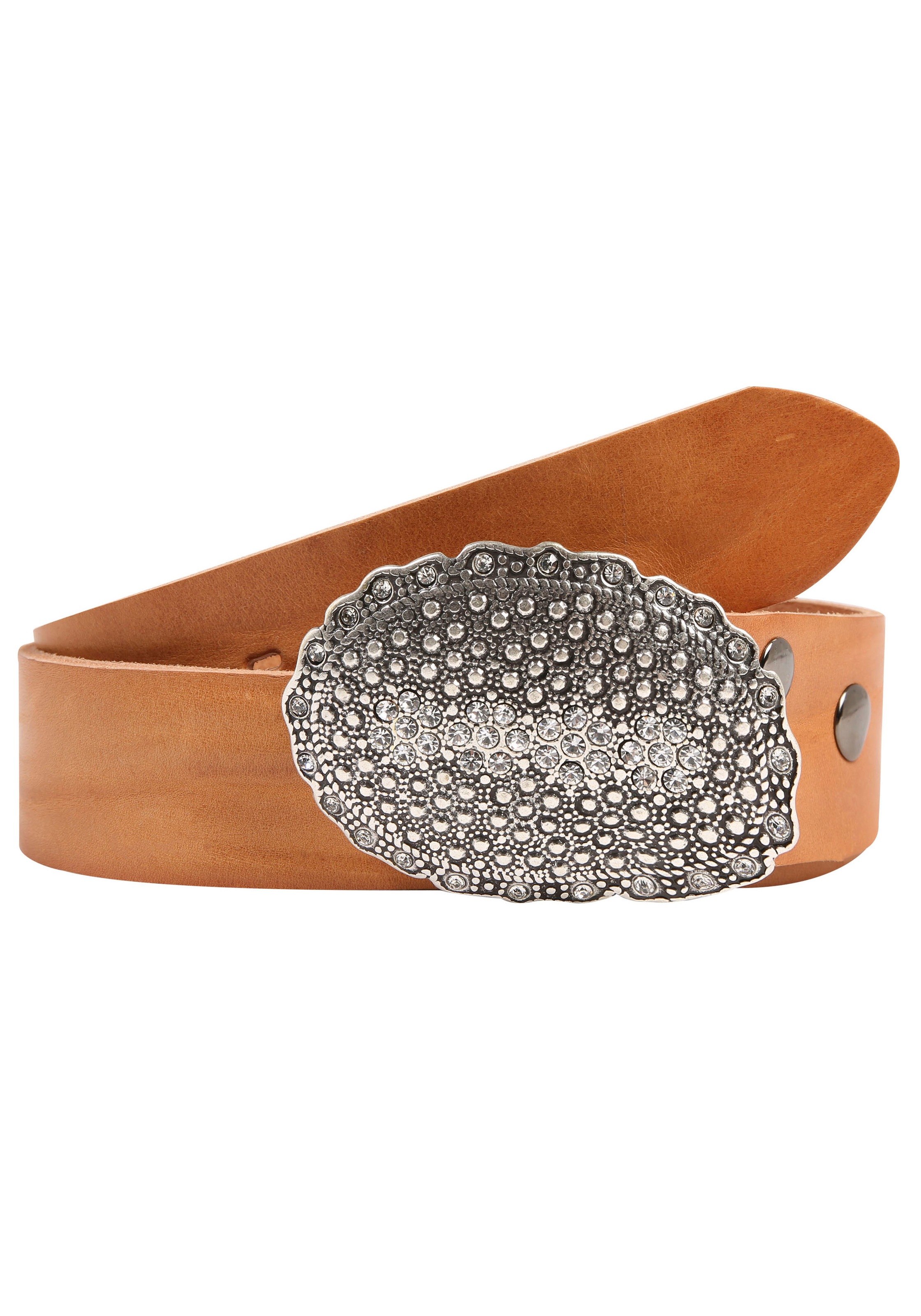 Image of Rettungsring Gürtel Ledergürtel mit austauschbarer Schliesse "Oval Nieten Mit Strass"