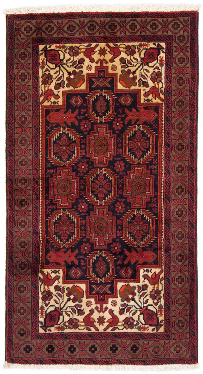 Image of morgenland Hochflor-Läufer »Belutsch Durchgemustert Rosso 182 x 103 cm«, rechteckig, 0,8 mm Höhe, Handgeknüpft bei Ackermann Versand Schweiz