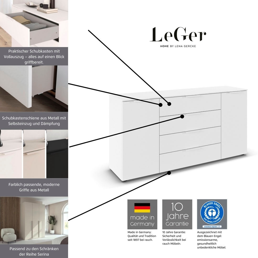 LeGer Home by Lena Gercke Commode »Kommode Sideboard Schubladenkommode SERINA eleganter Eyecatcher« inkl. SOFT-CLOSE-FUNKTION,  mit 4 Schubkästen und 2 Türen sowie Metallgriffen MADE IN GERMANY