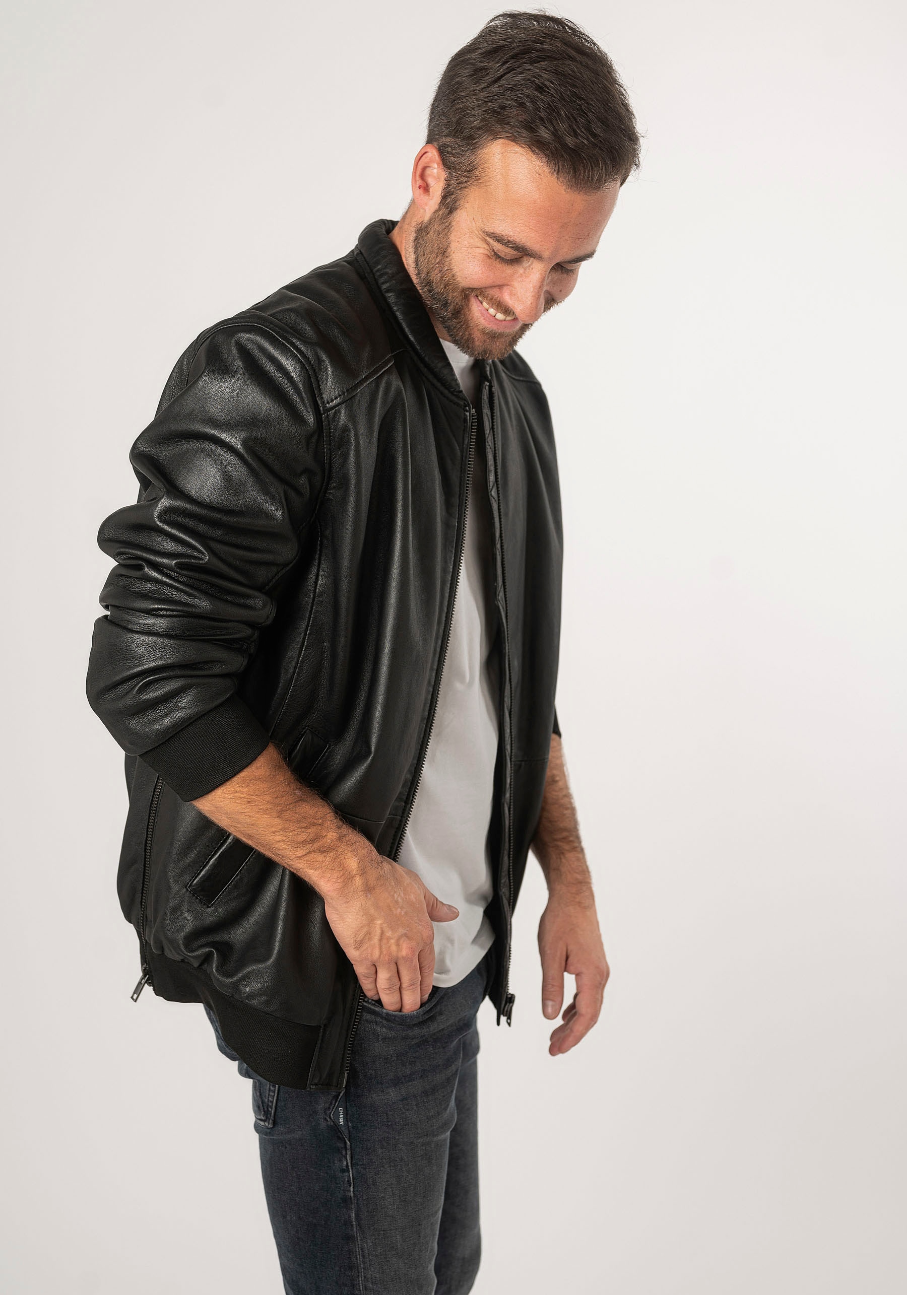 Mauritius Lederjacke »2Mkaira OS«, mit Reissverschluss, Strickbündchen, Ärmeltasche