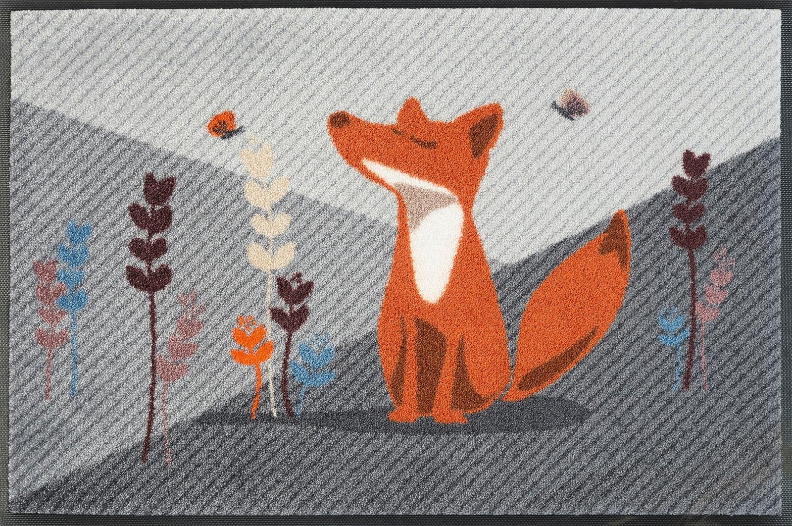 Image of wash+dry by Kleen-Tex Fussmatte »Füchsin Emma«, rechteckig, 9 mm Höhe, Schmutzfangmatte, Herbst Motiv Fuchs, rutschhemmend, waschbar bei Ackermann Versand Schweiz