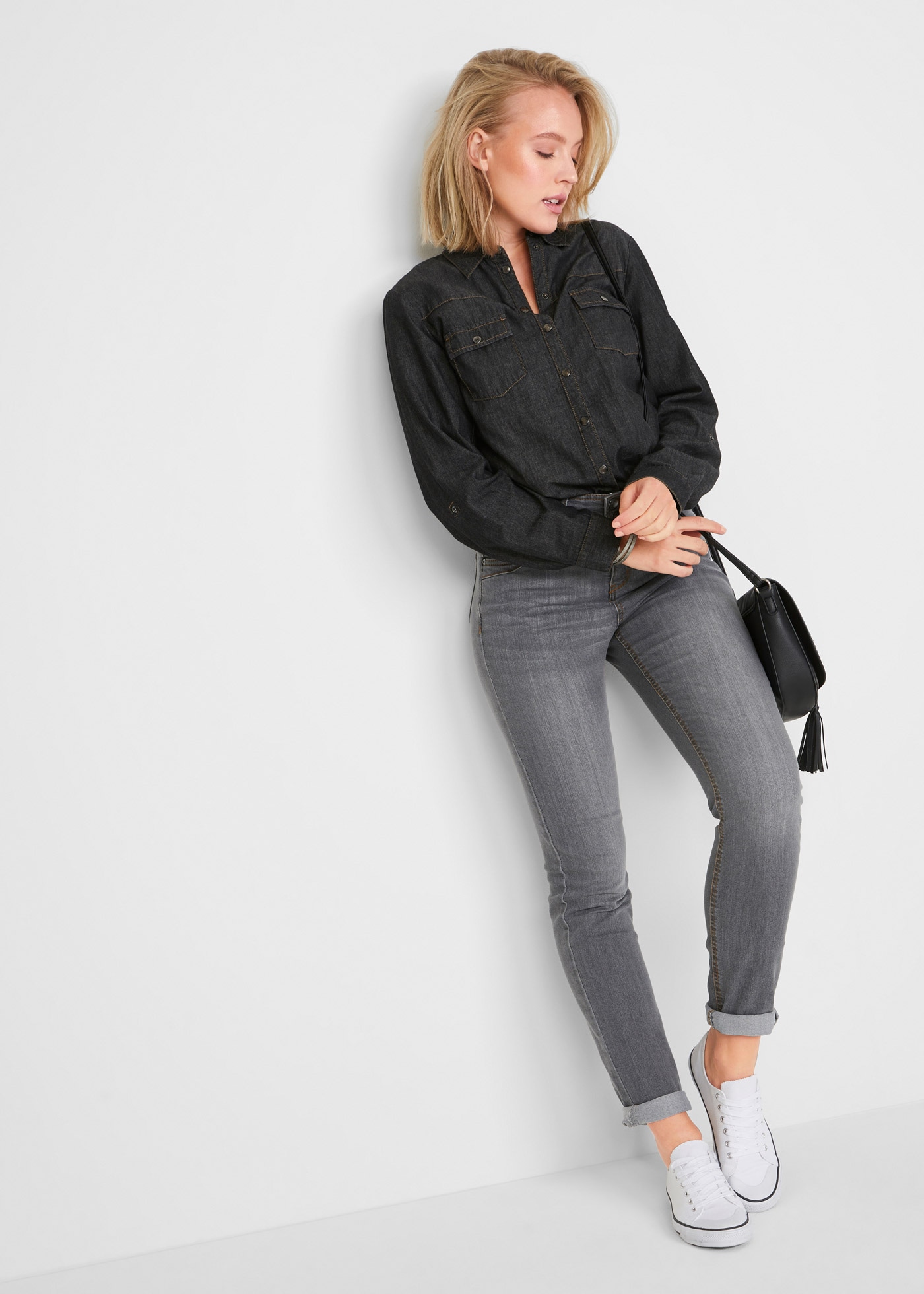 bonprix Slim-fit-Jeans »Slim-Fit-Jeans High Waist, Komfort-Stretch« Skinny fit Passform, mit Eingrifftaschen und Gesässtaschen