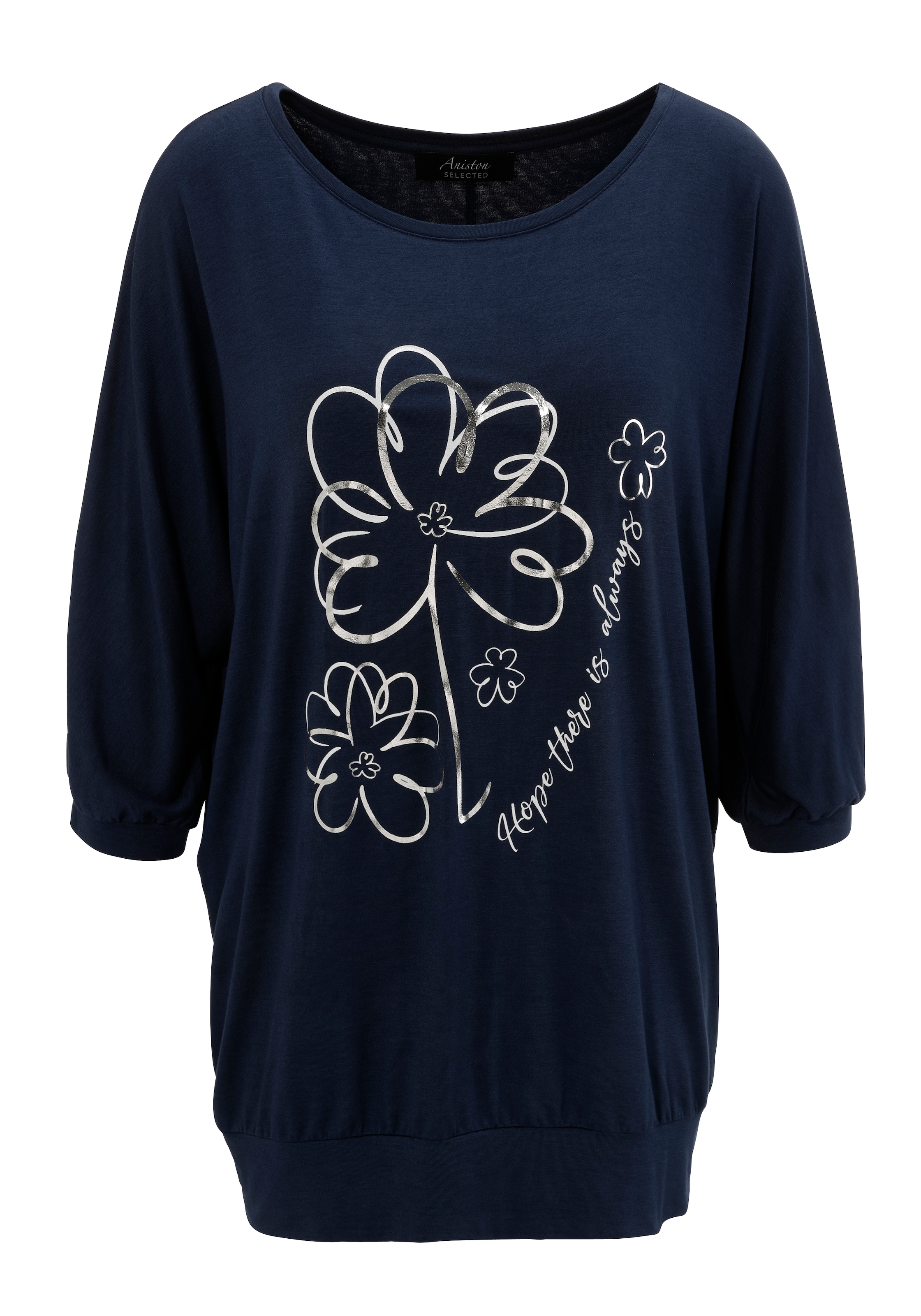 Aniston SELECTED Fledermausshirt, teilweise mit silberfarbenen Folienprint