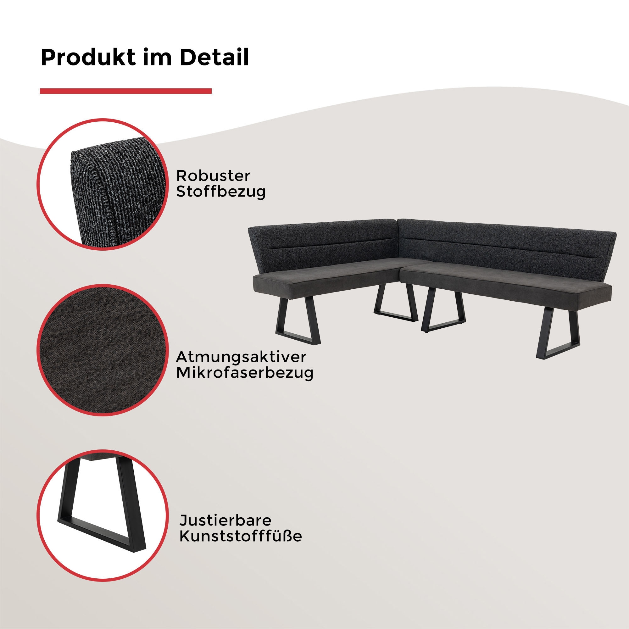 Duo Collection Ensemble de bancs d'angle »Eckbankgruppe Alena & Marga & Nala« Ensemble, 5 pièces tlg. ressorts ensachés