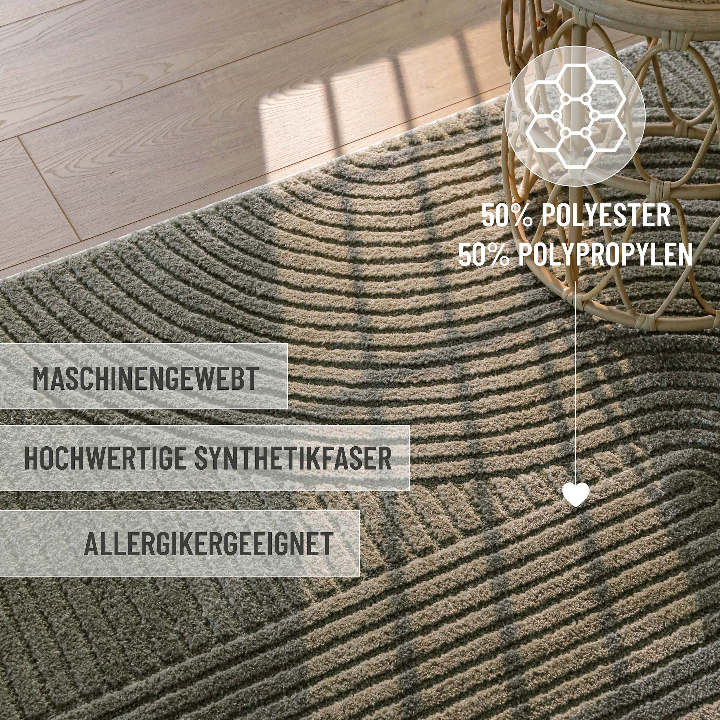Wecon home Tapis »Bolen« Rectangulaire 14 mm Höhe Gewebter Teppich, Kurzflor, 3D Design, pflegeleicht, Wohnzimmer