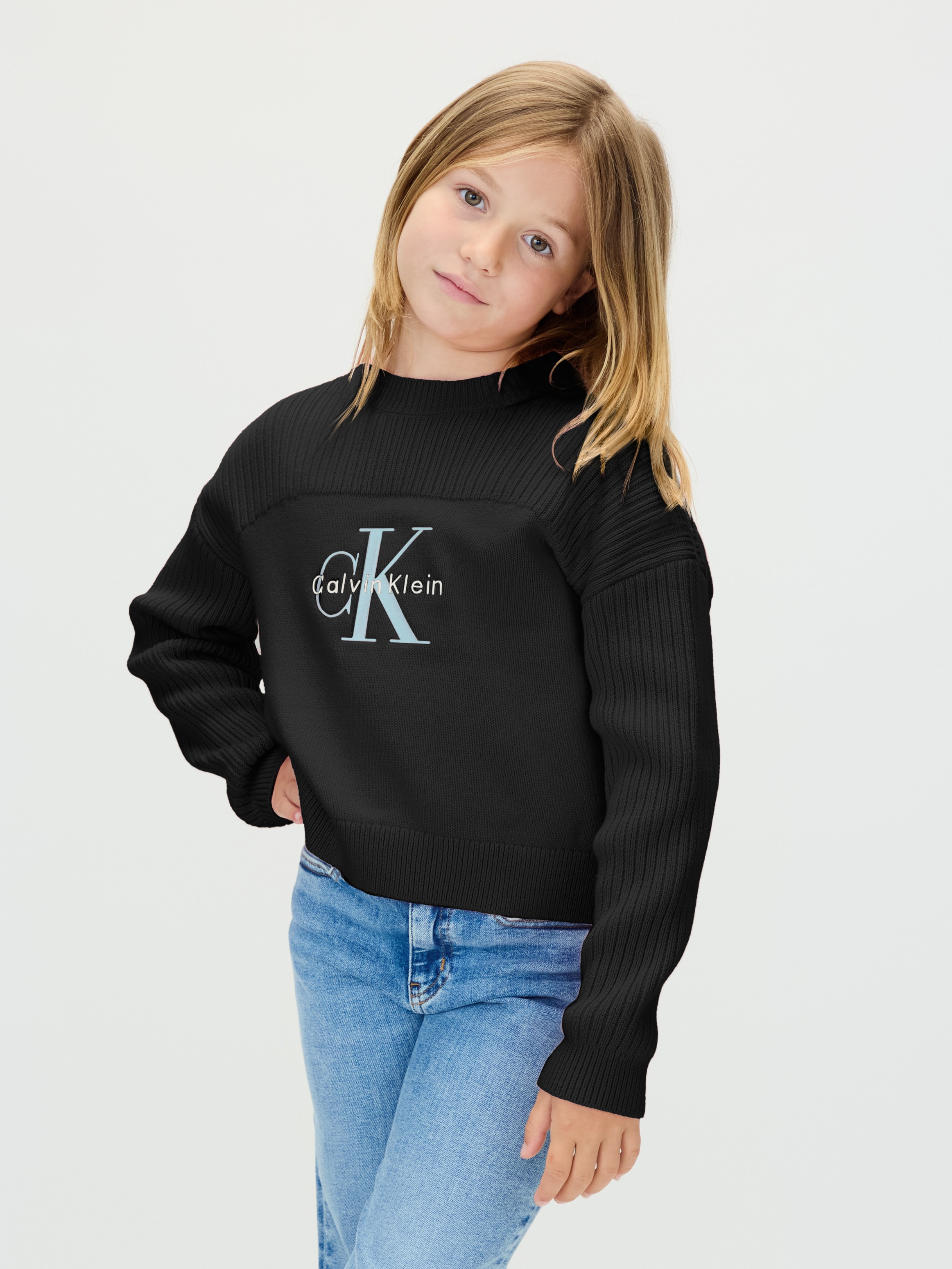 Image of Calvin Klein Strickpullover "MONOLOGO CN SWEATER" für Kinder bis 16 Jahre, Logo-Stickerei