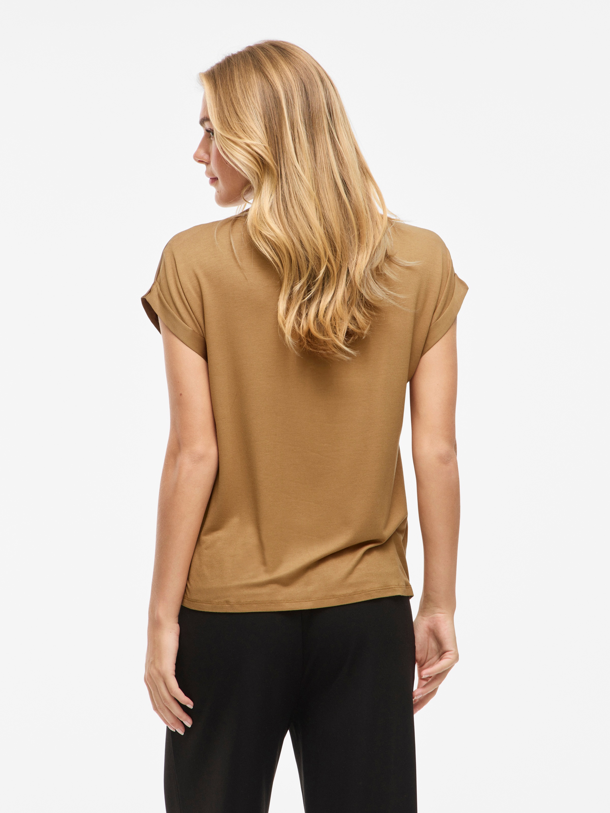 Vila Kurzarmshirt »VIELLETTE S/S SATIN TOP - NOOS« Satin Optik