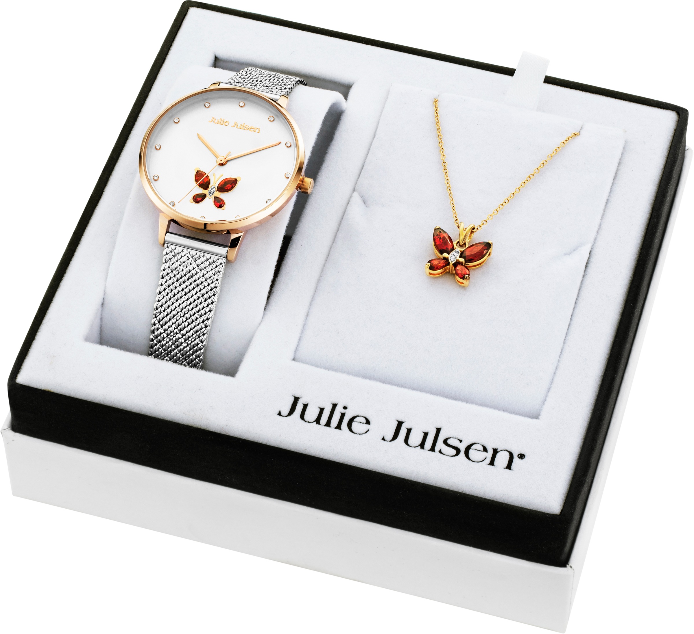 Image of Julie Julsen Quarzuhr »Butterfly Box, JJW1187RGSME-SET«, (Set, 3 tlg., mit Kette und Anhänger) bei Ackermann Versand Schweiz