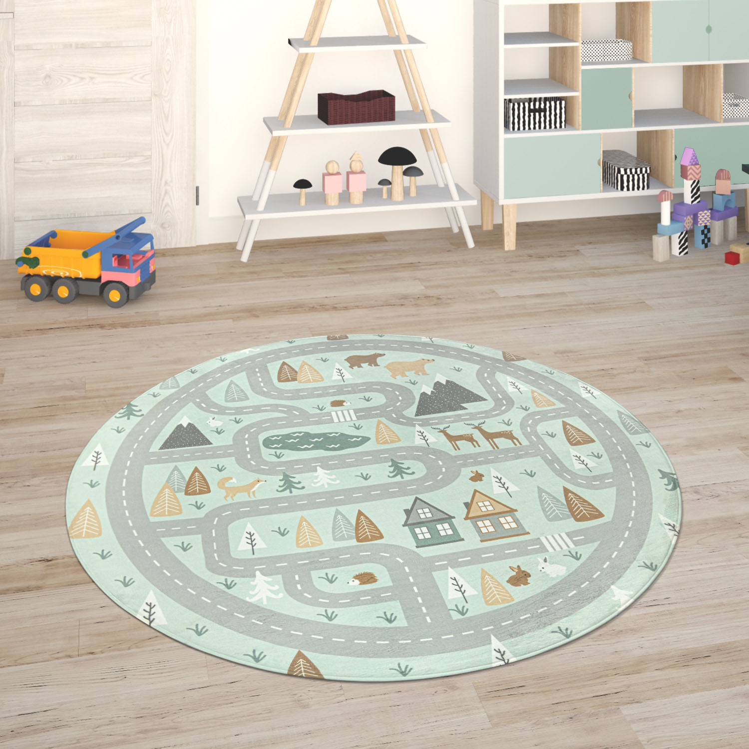 Kinderteppich »Chicos 550«, rund, Flachgewebe, Strassen-Spiel-Teppich, Kinderzimmer