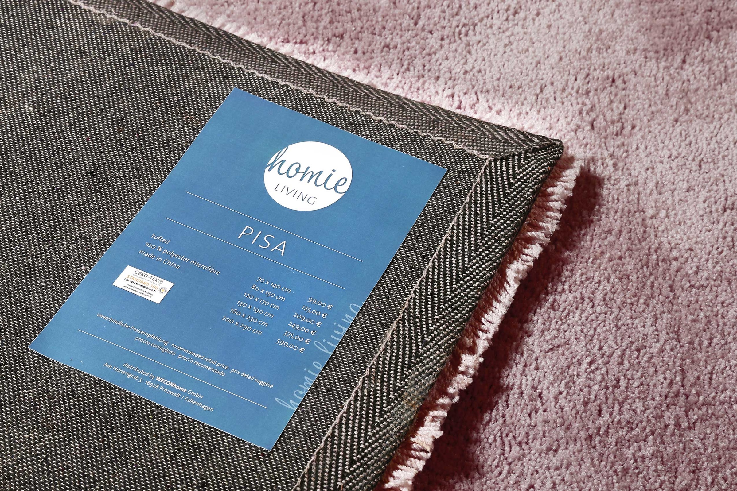 Homie Living Teppich »Pisa«, rund, 25 mm Höhe, Hochflor, Microfaser, uni, weich, Shaggy, Wohnzimmer, Schlafzimmer