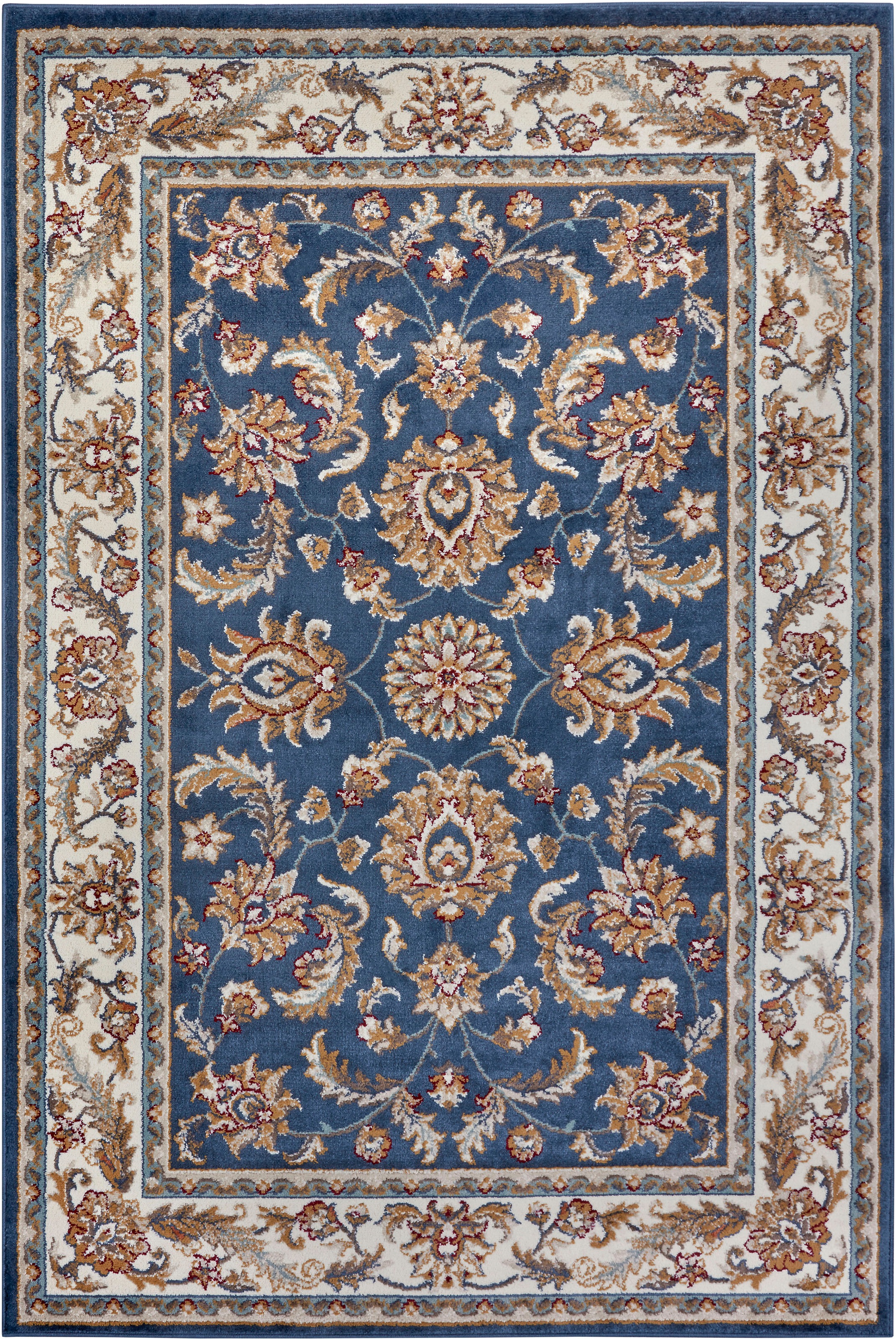 THE RUGS Reni Luxor Oriental Vintage Short Pile Living Room Rug Runner in Blue | Size: 160cm x 235cm