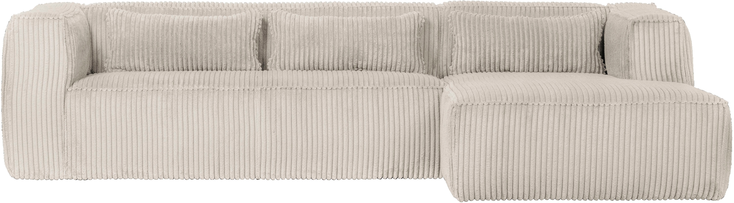 Image of WOOOD Ecksofa "Bean Bezug Rechts mit hoher Sitzkomfort, H 73 x B 305 x T 96/175 cm" Ripsstoff, Tragkraft 400 kg, Gute Verschleissfestigkeit, pfleigleicht