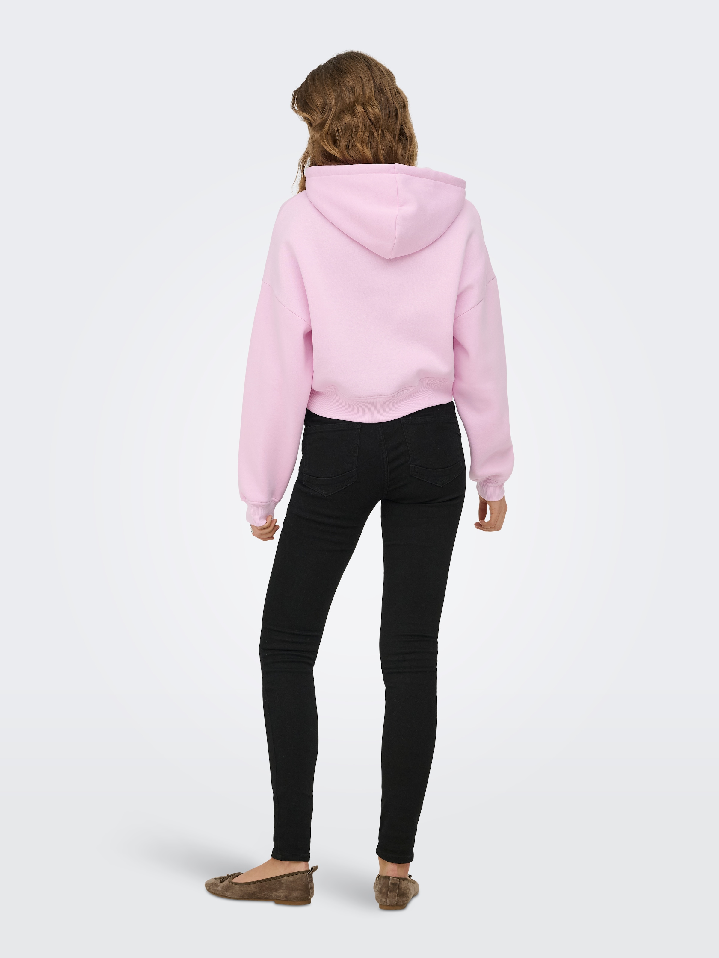 ONLY Sweat à capuche »ONLSWEAT LIFE L/S HOODIE CROPPED SWT«, mélange coton, coupe ample, coupe courte
