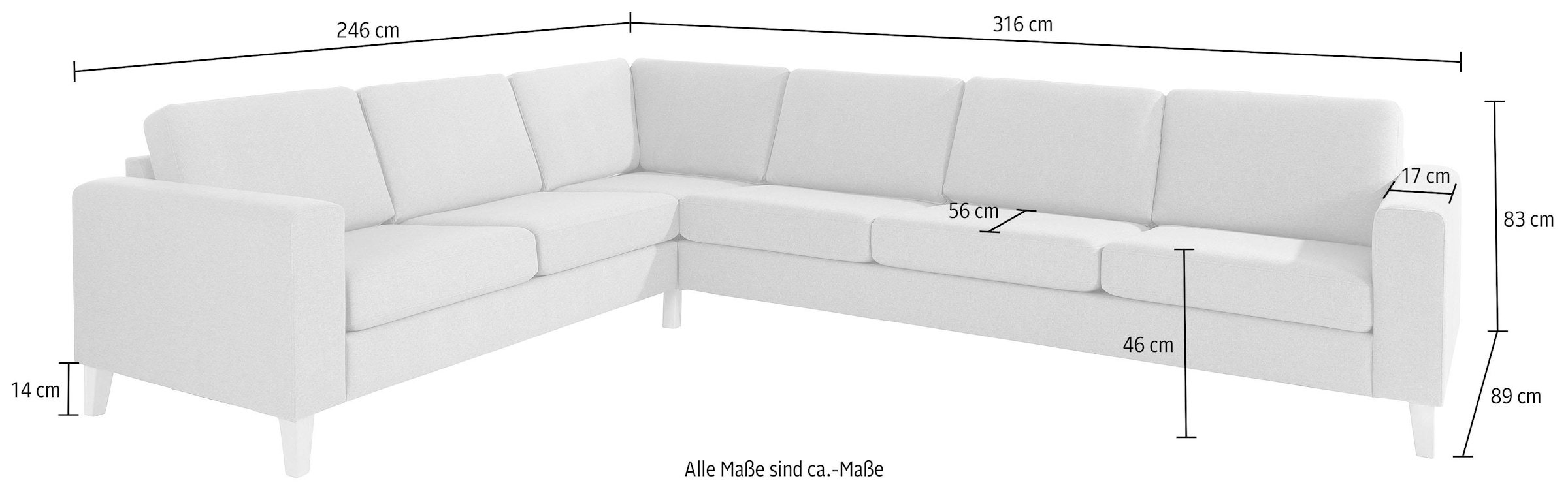 ATLANTIC home collection Ecksofa »Terra L-Form«, mit Wellenunterfederung, langer Schenkel links oder rechts montierbar