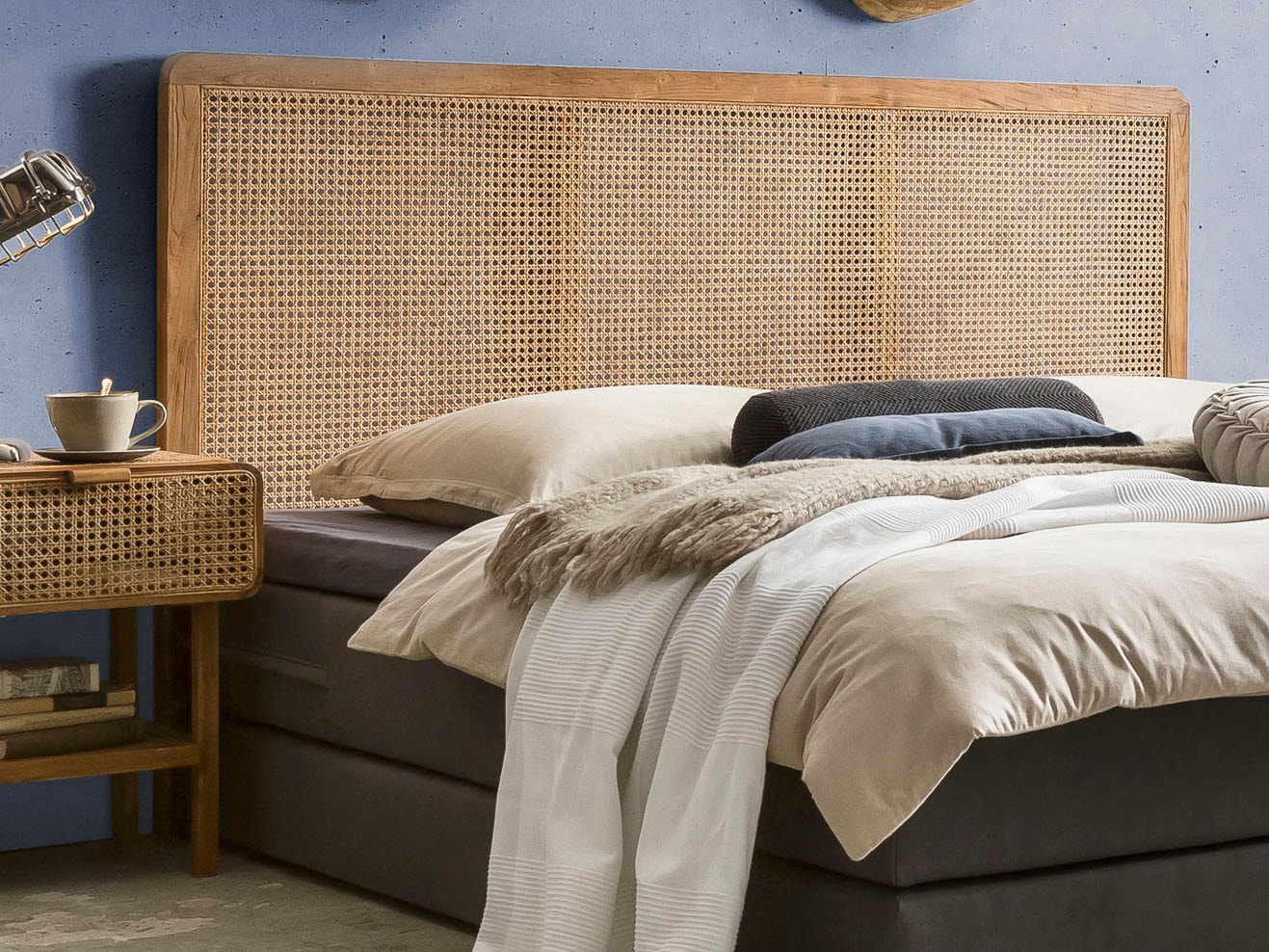 SIT Kopfteil »Rattan Wiener Geflecht 200 cm Wandmontage Natur Bett« Rattan Kopfteil Wiener Geflecht 200 cm im Natur Boho Design