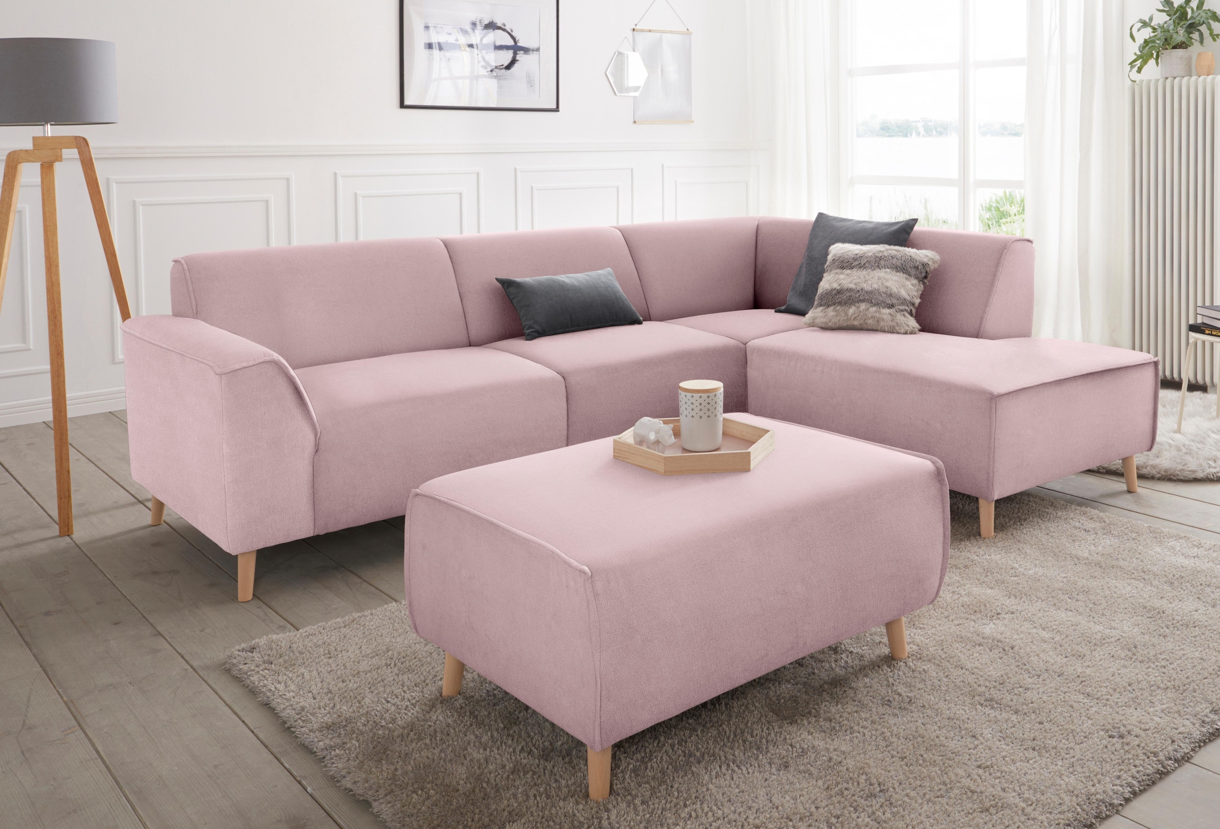 andas Ecksofa »Janek Scandic Design, elegant und zeitlos, L-Form« mit Federkern und Keder in scandinavischem Design