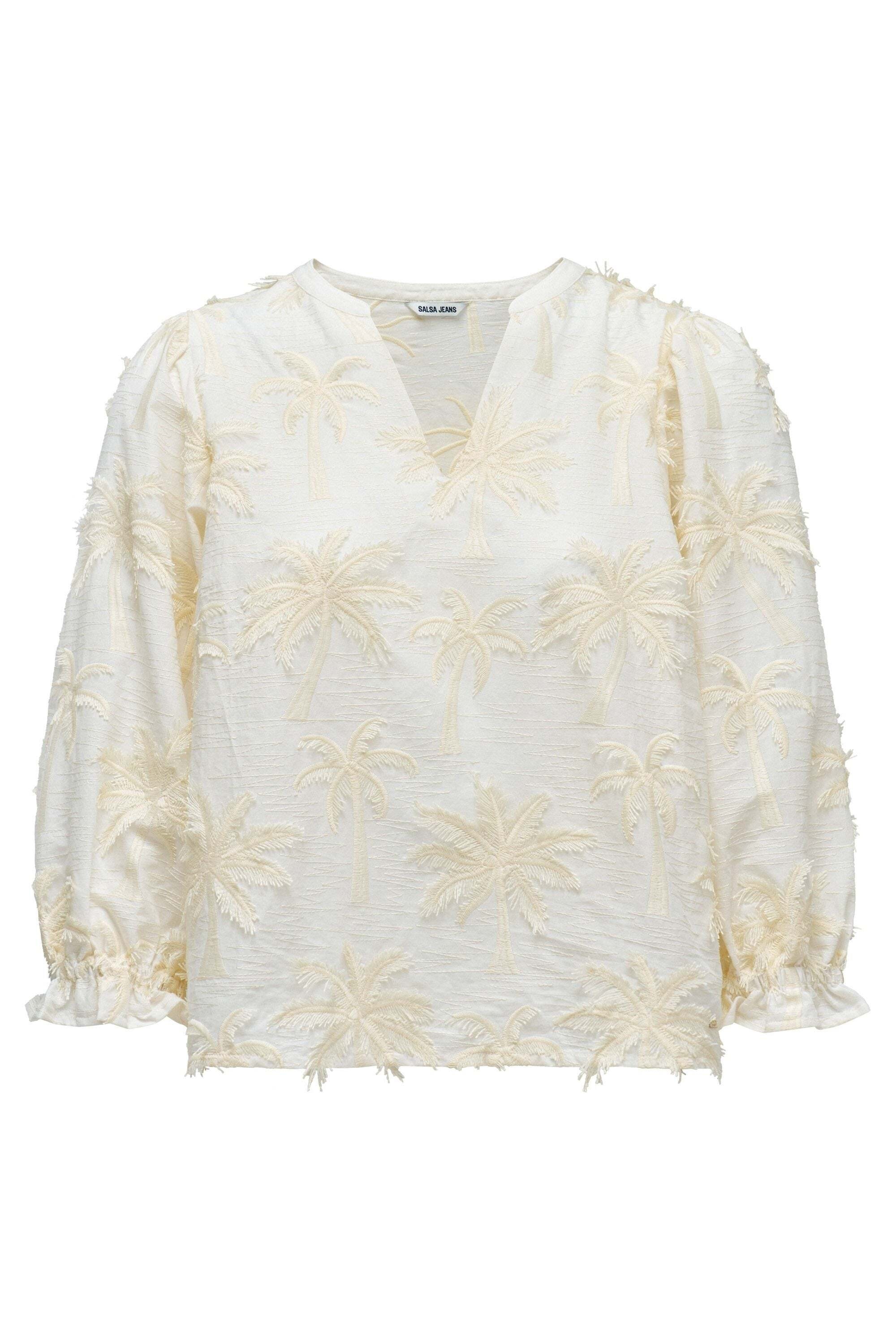 Image of Salsa Langarmbluse "Salsa Jeans Langarmbluse Blouse Textured 3D Fabric Effect"