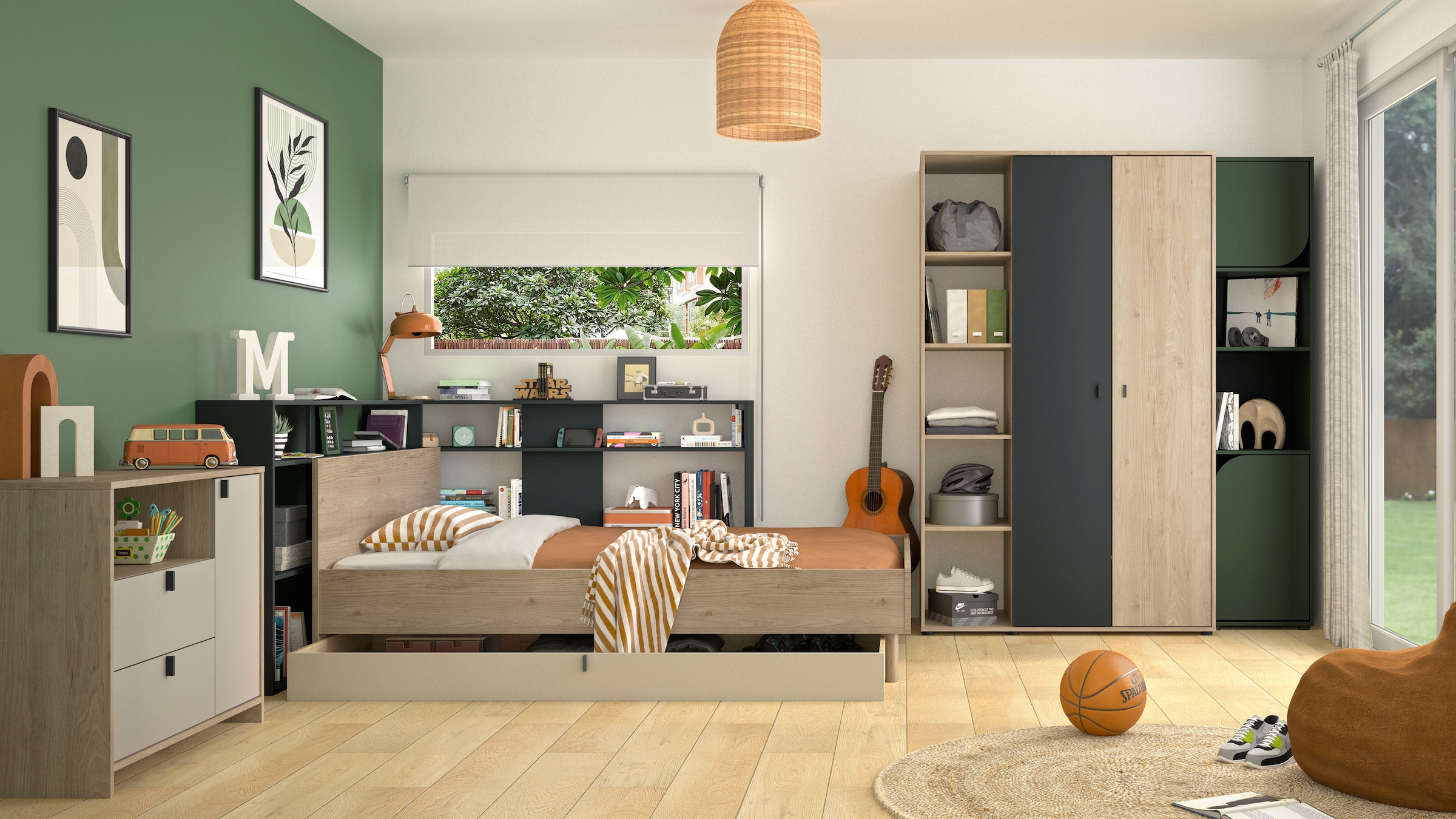 Gami Kommode »RITMO« Praktische und funktionale Kommode mit 2 Schubladen und einem Fach