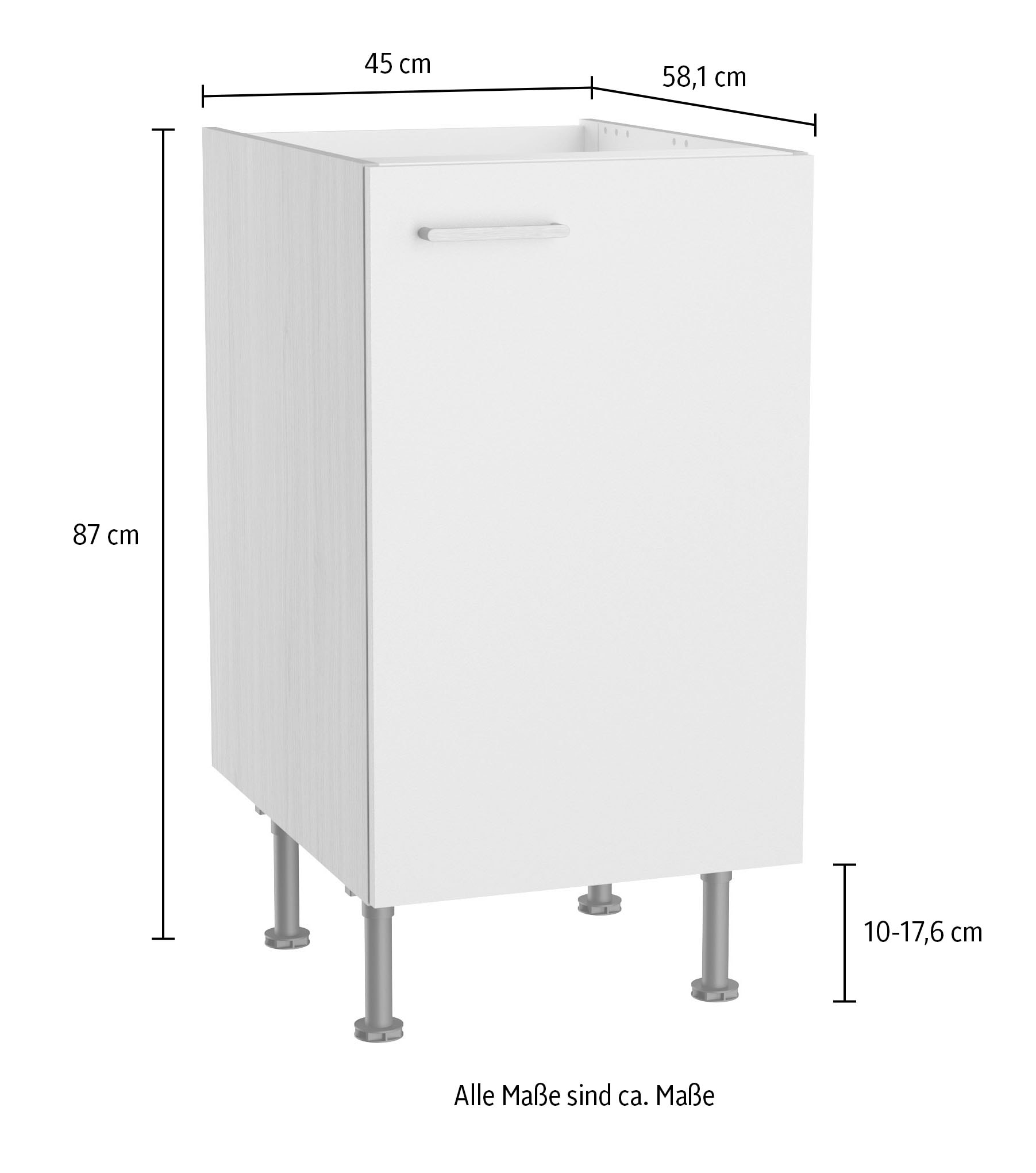KOCHSTATION Meuble évier »KS-Lucy« Breite 45 cm, mit 1 Tür, höhenverstellbare Füsse, Soft-Close