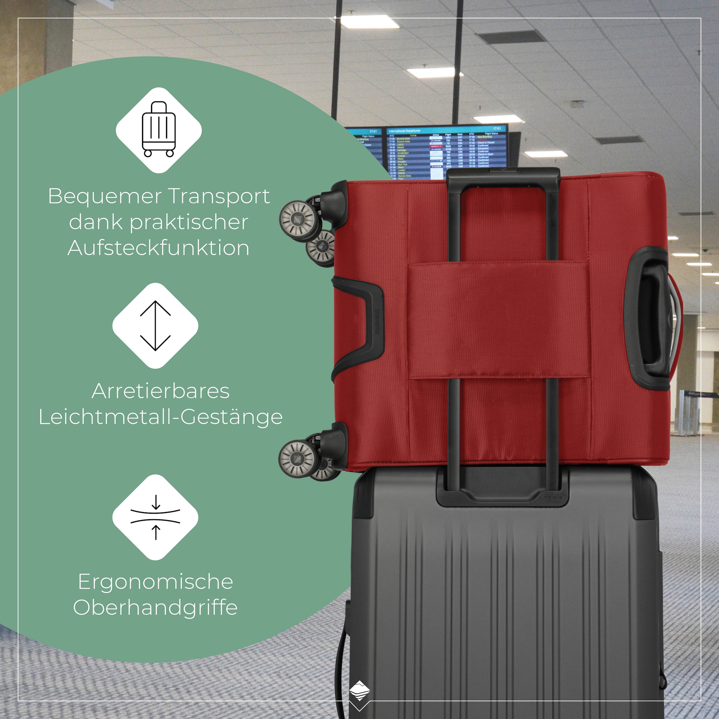 travelite Trolley pour bagages à main »JETPACK Max 4 Cabin Handgepäck Koffer« 41 litre 4 Rollen bagage souple, compatible Ryanair, Condor et de nombreuses compagnies aériennes courantes