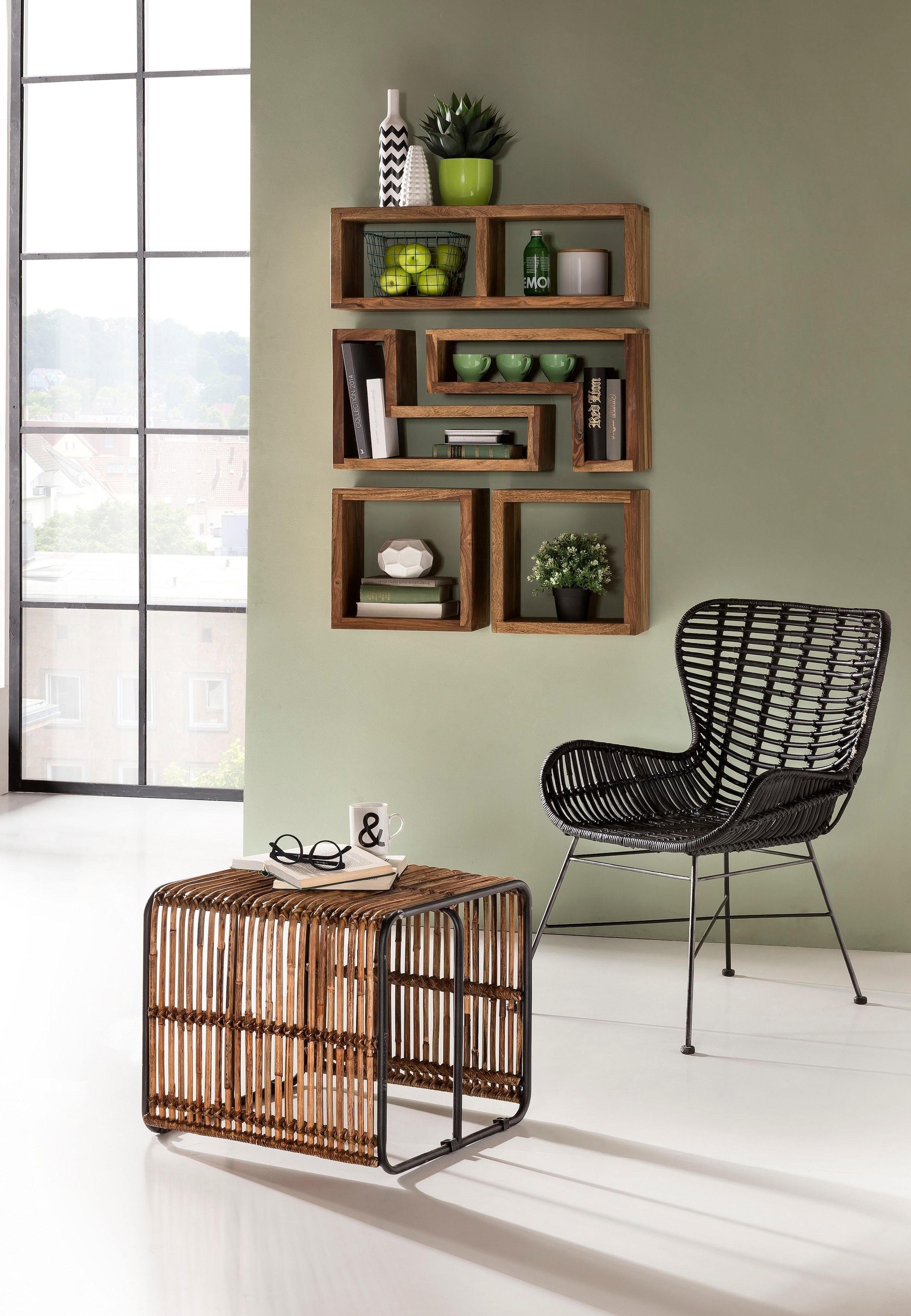 Image of SIT Sessel "Rennes Rattan-Sessel mit Armlehnen & stabilem Metallgestell" Handgefertigter Rattan-Sessel mit geschwungenen Armlehnen