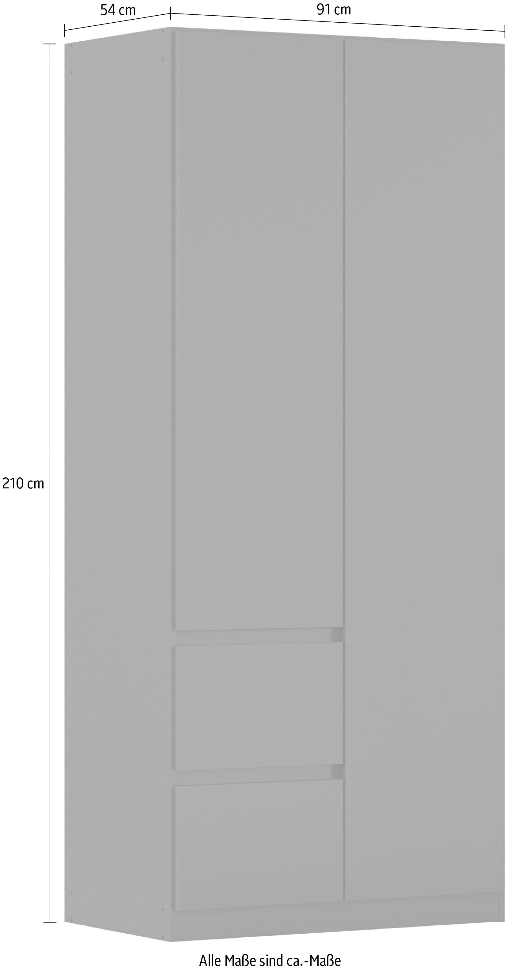 rauch Drehtürenschrank »Mehrzweckschrank Aktenschrank Mietswohnung Garderobe MAINZ 91cm breit« 3 verschiedene Ausstattungen BASIC/CLASSIC/PREMIUM (inkl. SOFT-CLOSE),  grifflose Front, Türen mit Push-to-Open Funktion MADE IN GERMANY