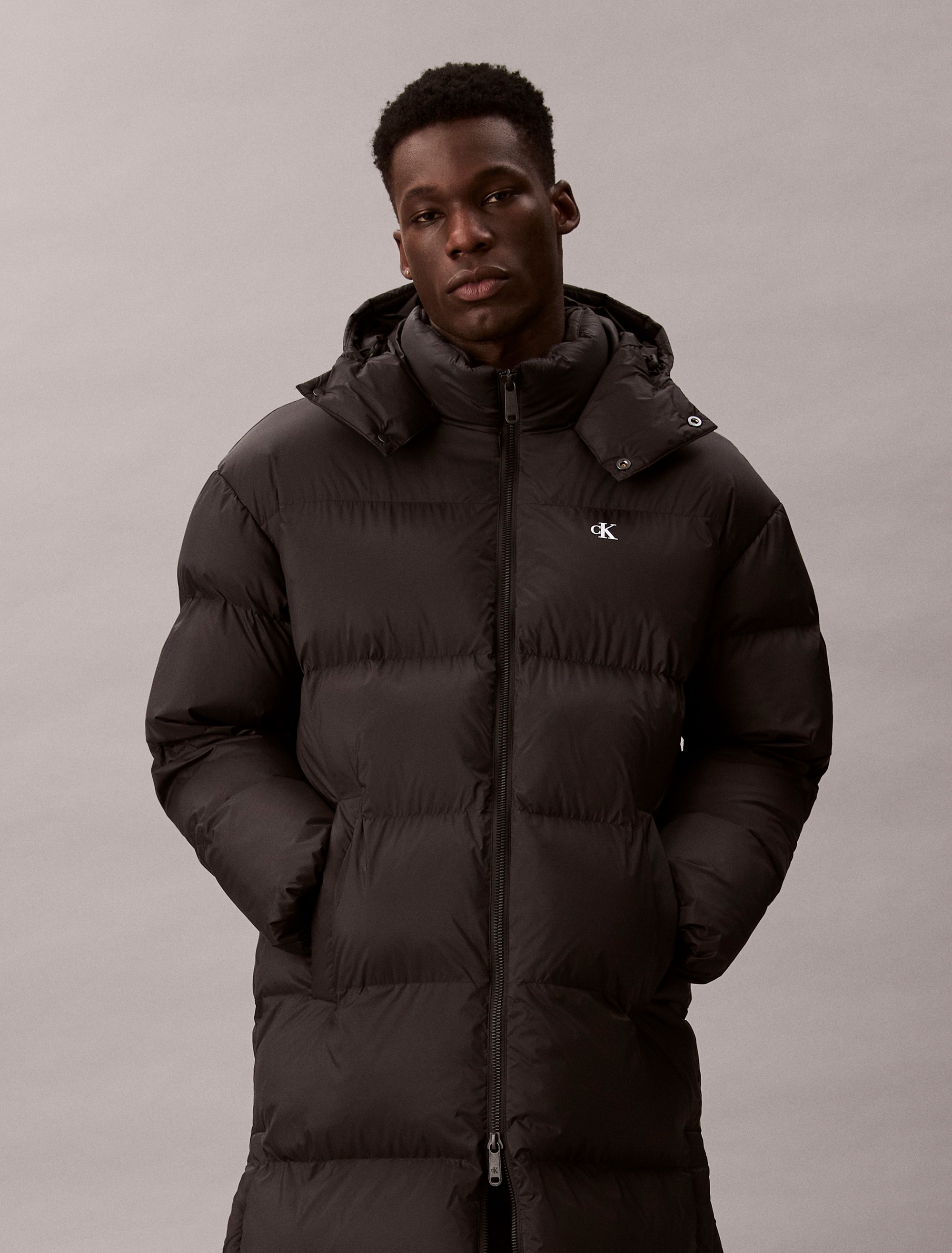Image of Calvin Klein Jeans Steppmantel "LS LONG LENGTH HOODED NYLON PUFF" Mit Rundhalsausschnitt, regular fit
