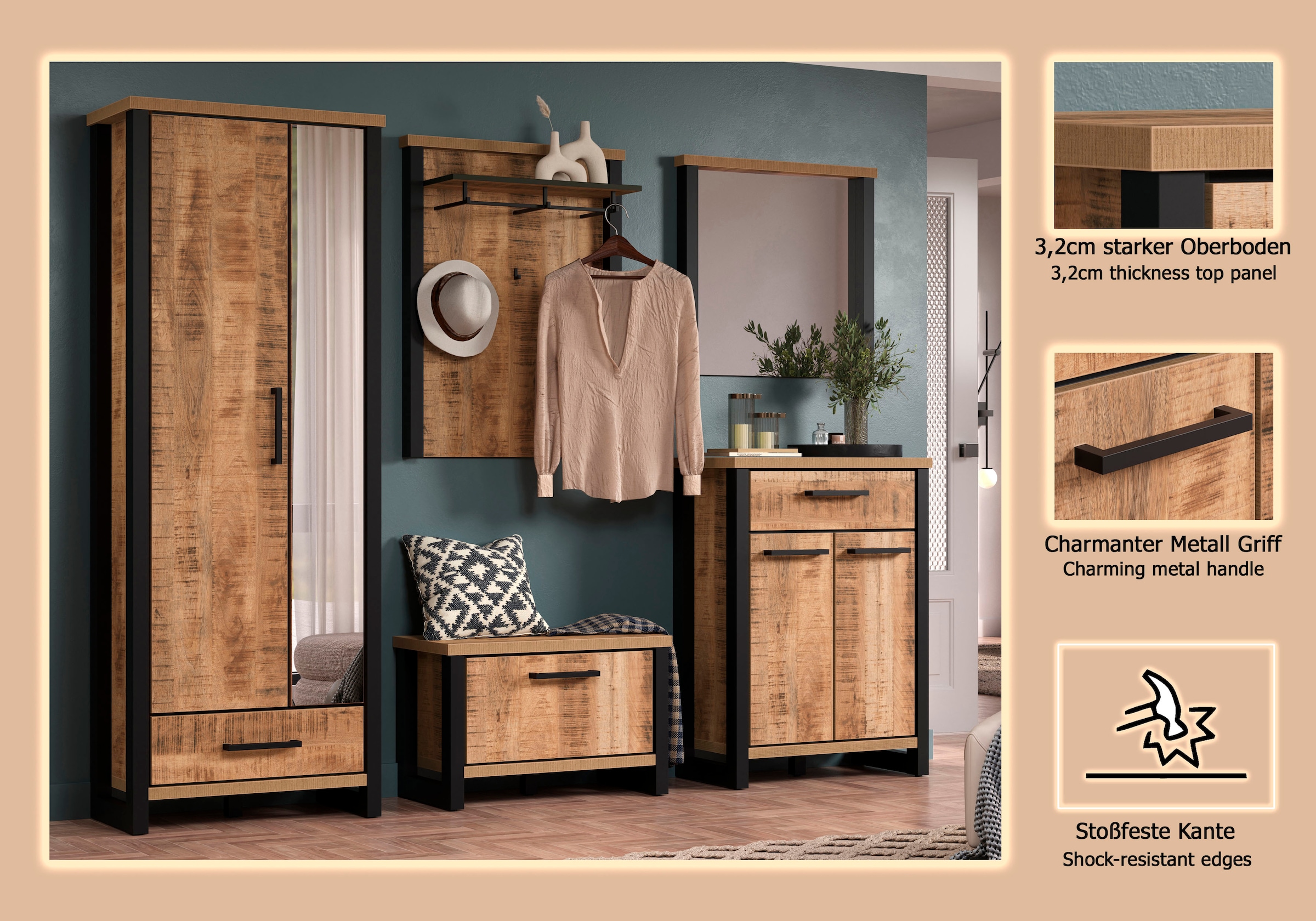 Home affaire Garderoben-Set »Elda« Komplett-Set, 5 Stk. tlg.