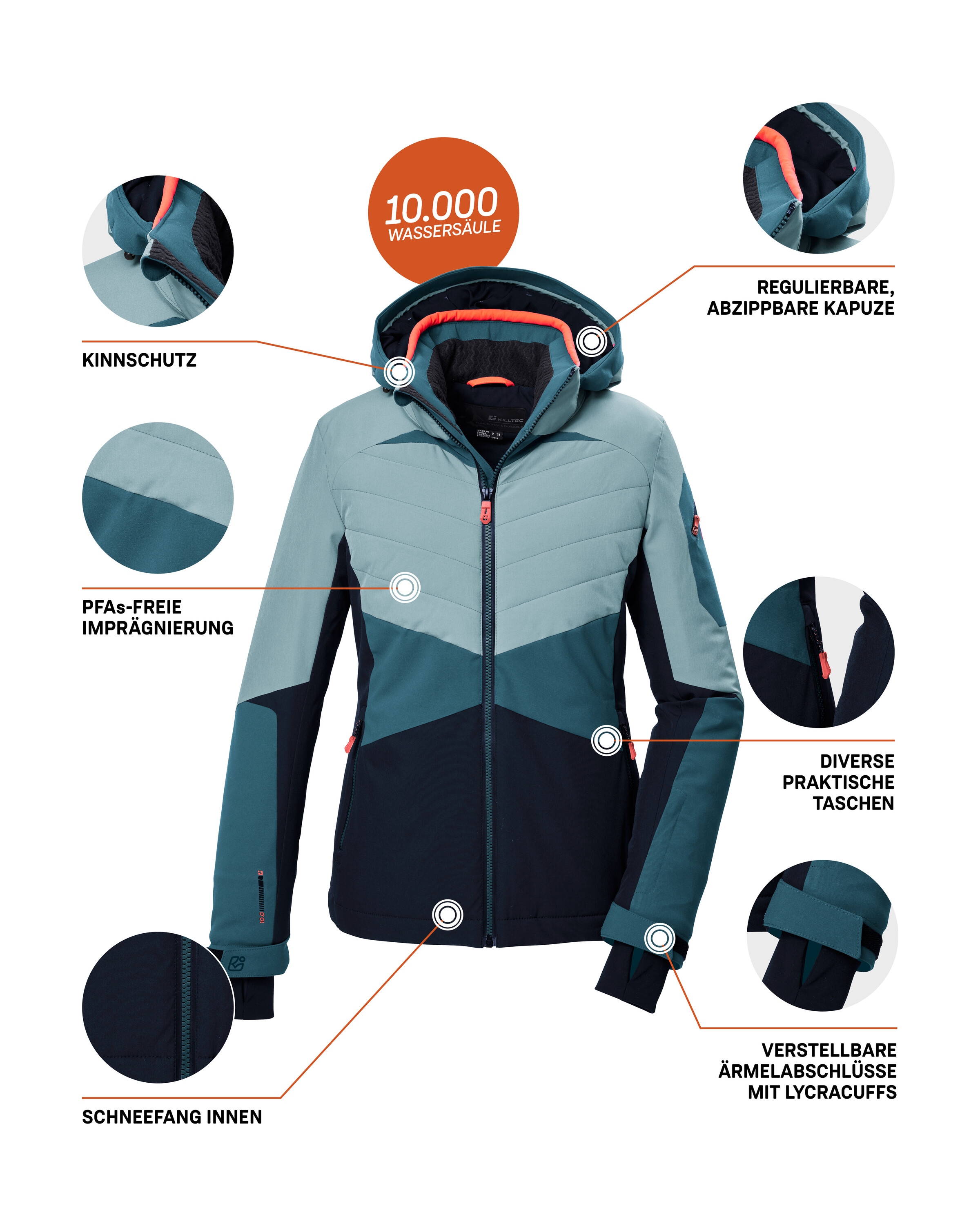 Killtec Veste de ski »KSW 34 WMN SKI JCKT« Atmungsaktive, winddichte Damenjacke mit 10.000 mm Wassersäule