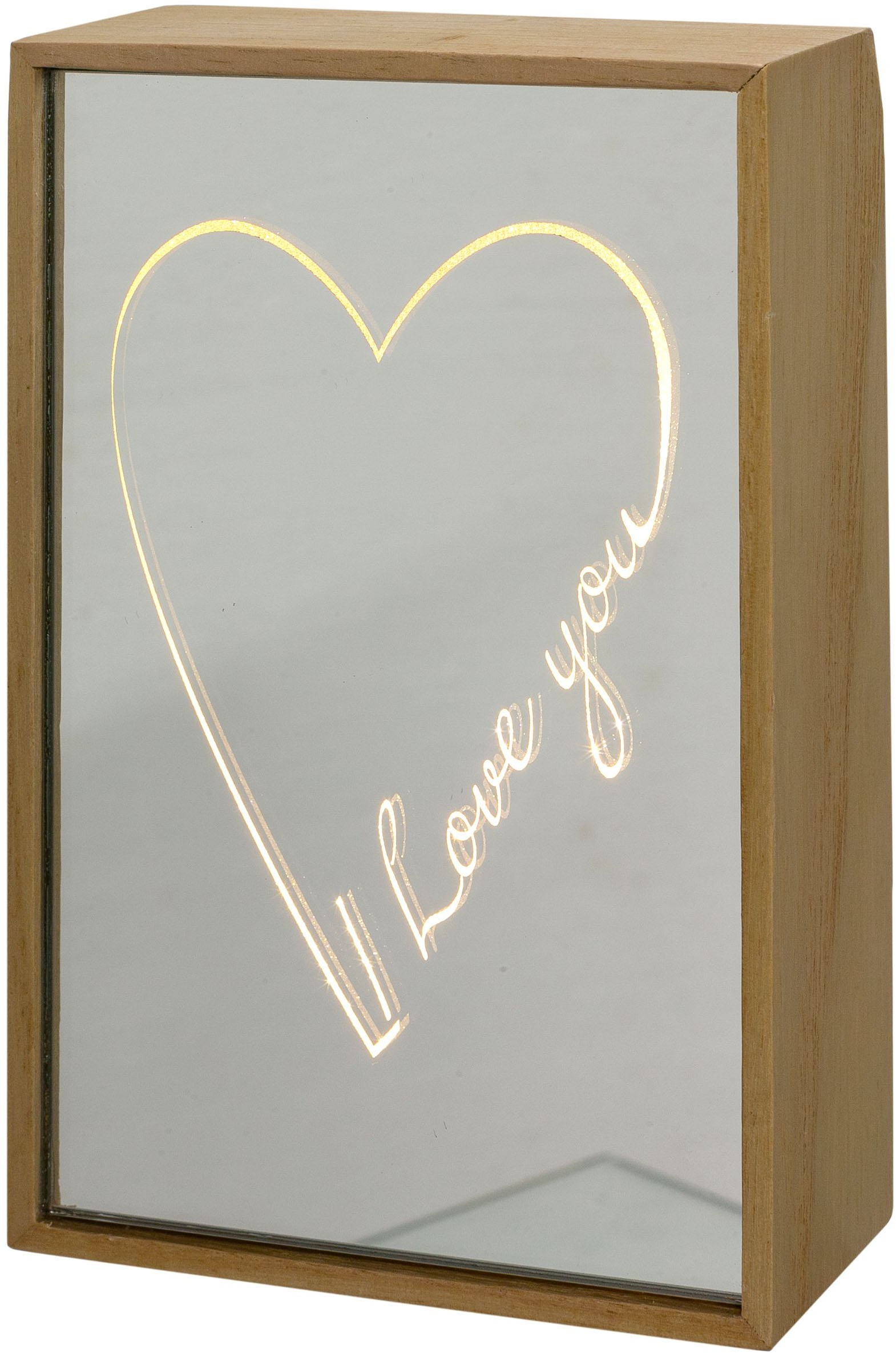Image of Creativ home LED-Dekofigur "Dekoobjekt mit Schriftzug I LOVE YOU" mit LED-Beleuchtung