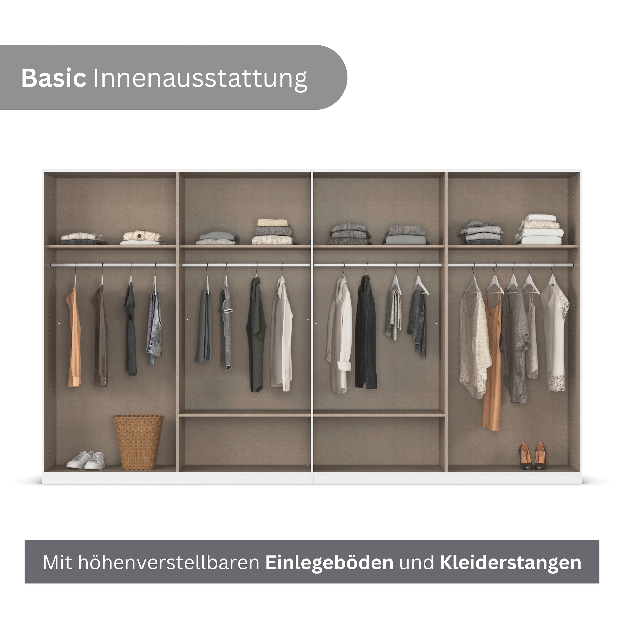 rauch Drehtürenschrank »Kleiderschrank Garderobe GAMMA Breiten 360 cm« in 3 Ausstattungen BASIC/CLASSIC/PREMIUM (inkl. SOFT-CLOSE-Funktion),  mit Schubladen, verschiedene Griff-Varianten TOPSELLER MADE IN GERMANY