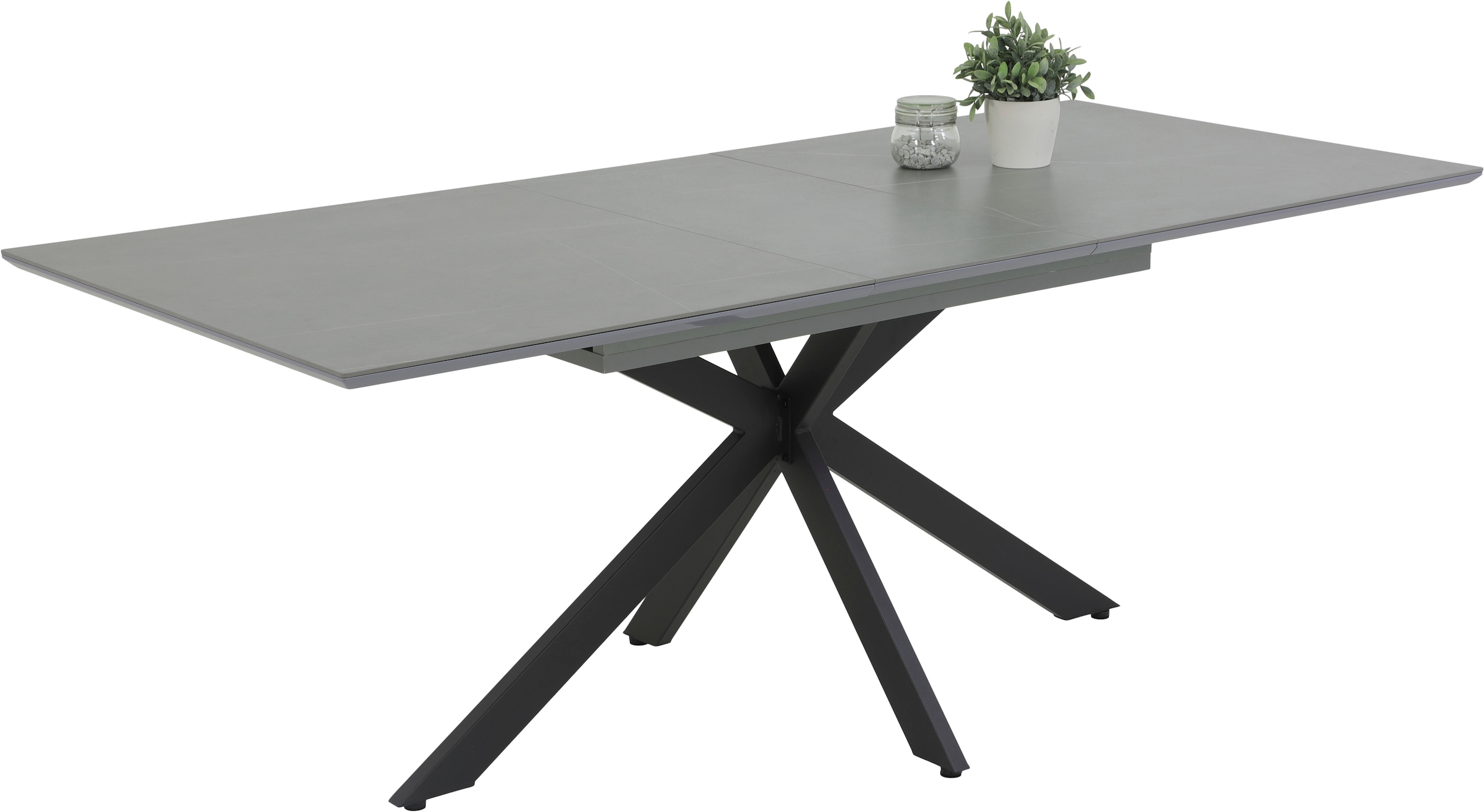 HELA Esstisch »CHIARA Ausziehtisch 160 - 200 cm mit pflegeleichter Steinoberfläche« 1 Stk. tlg. X-Gestell, Synchronauszug, elegante Schweizer Kante