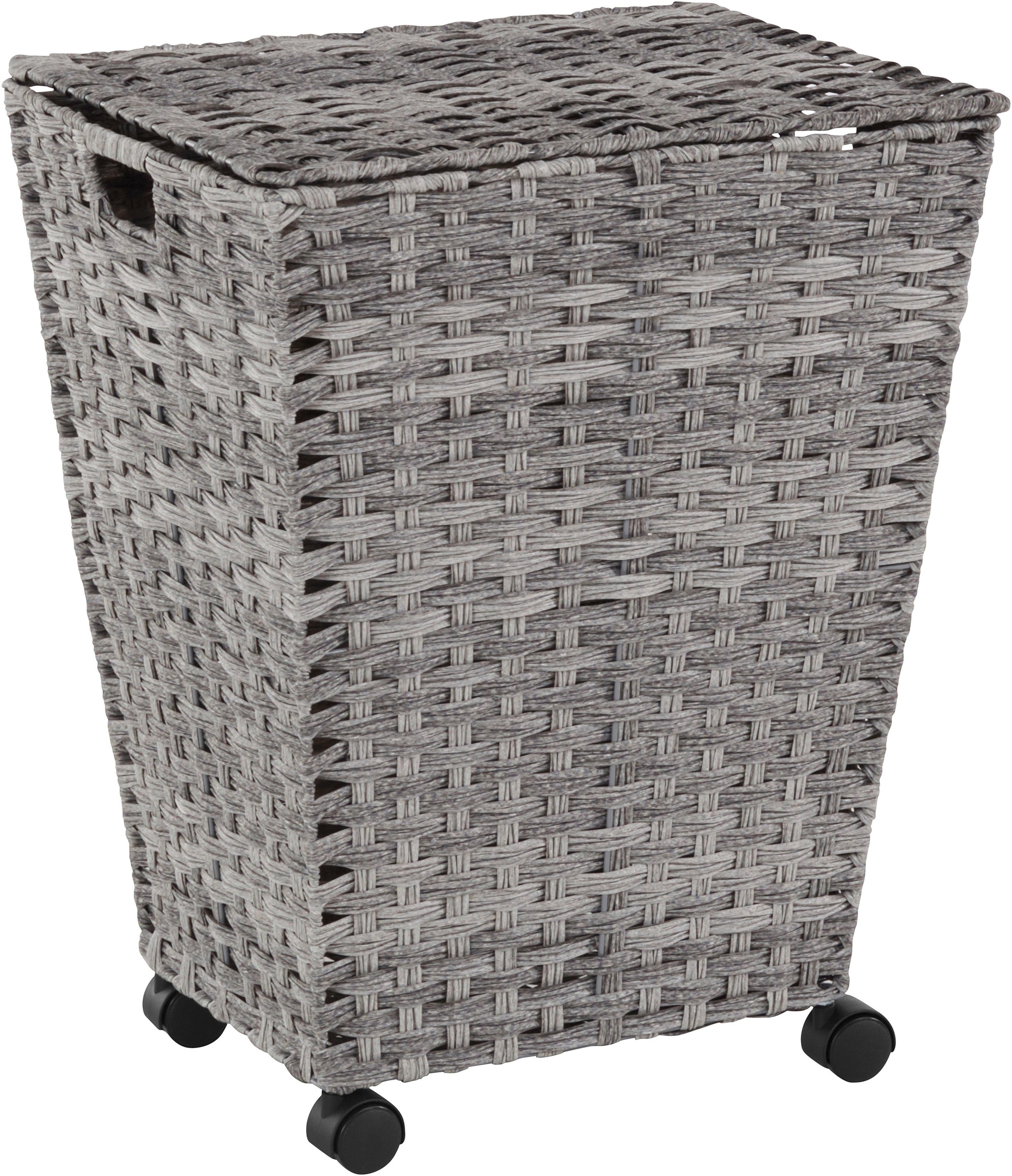 locker Wäschekorb Polyrattan, mit Rollen