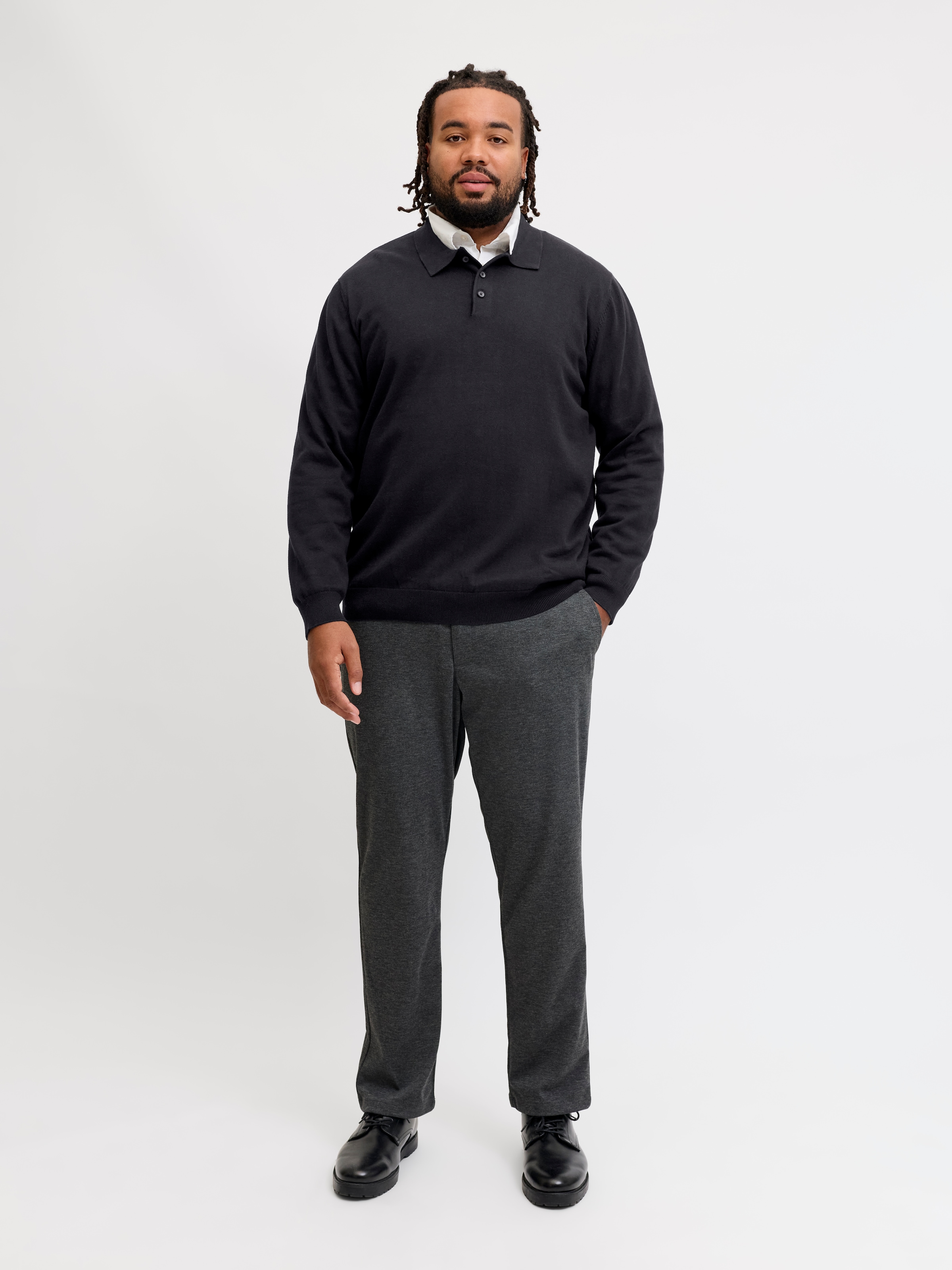 Jack & Jones PlusSize Polokragenpullover »JJEBASIC KNIT LS POLO SN PLS« Baumwolle, regular fit