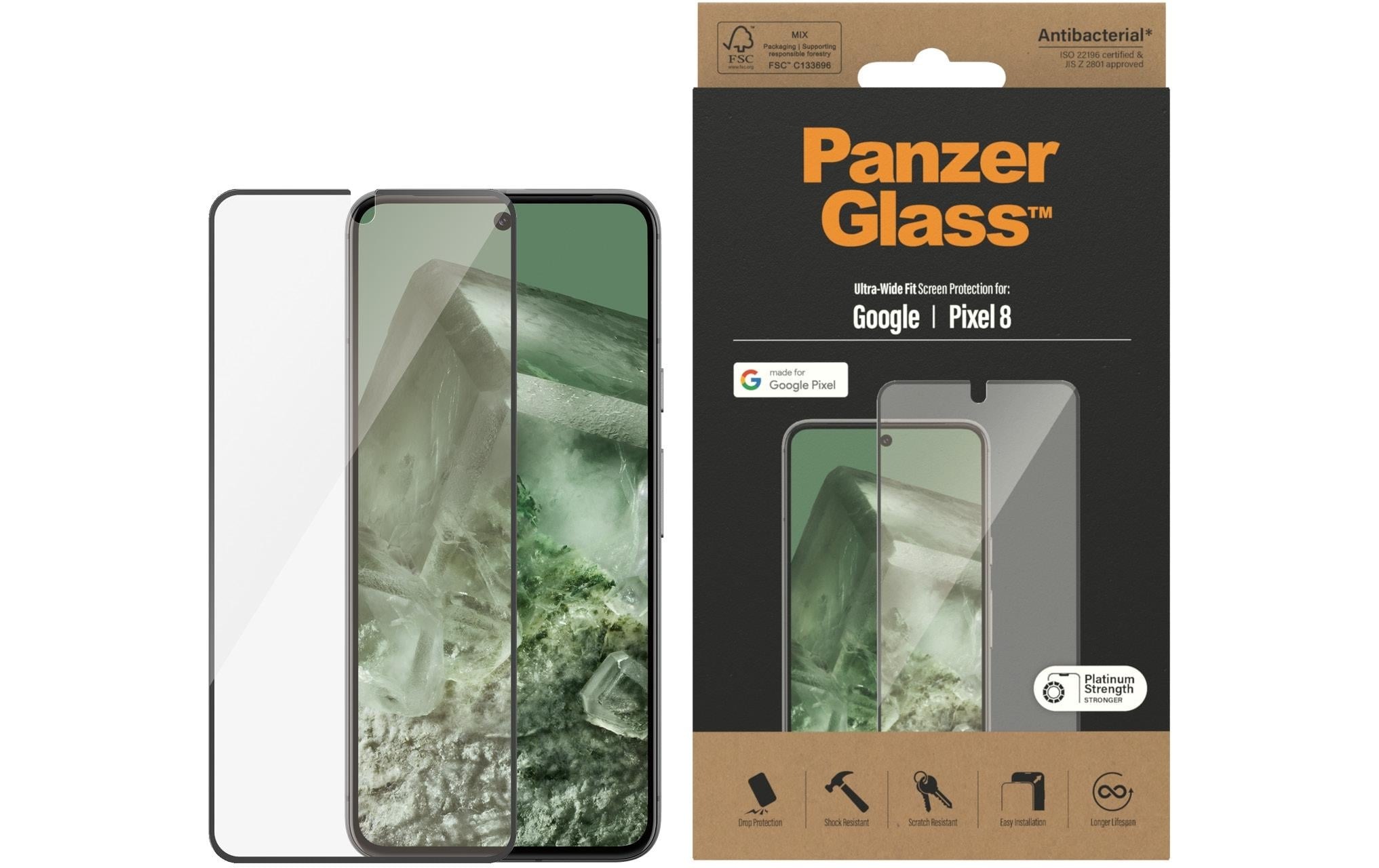 PanzerGlass Displayschutzglas »Ultra Wide Fit Pixel 8« für Pixel 8 1 Stk. tlg.