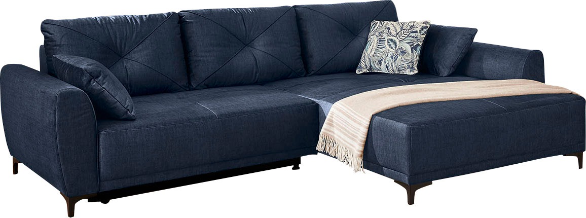 Image of Home affaire Ecksofa, inklusive praktischer Bettfunktion, Stauraum/Bettkasten, Wellenfederung für entspanntes und komfortables Sitzen, Ottomane rechts oder links montierbar bei Ackermann Versand Schweiz