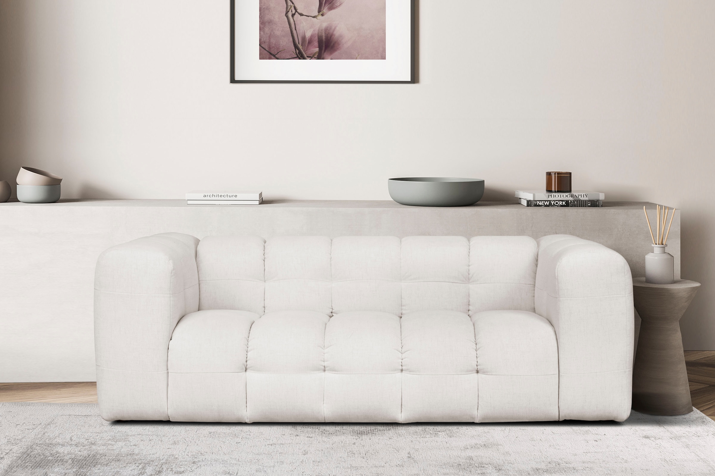 LeGer Home by Lena Gercke 3-Sitzer »TALISHA Designersofa, moderne Steppung, Masse B/T/H: 229/110/75 cm«, aufwendig gepolstert, hoher Sitzkomfort