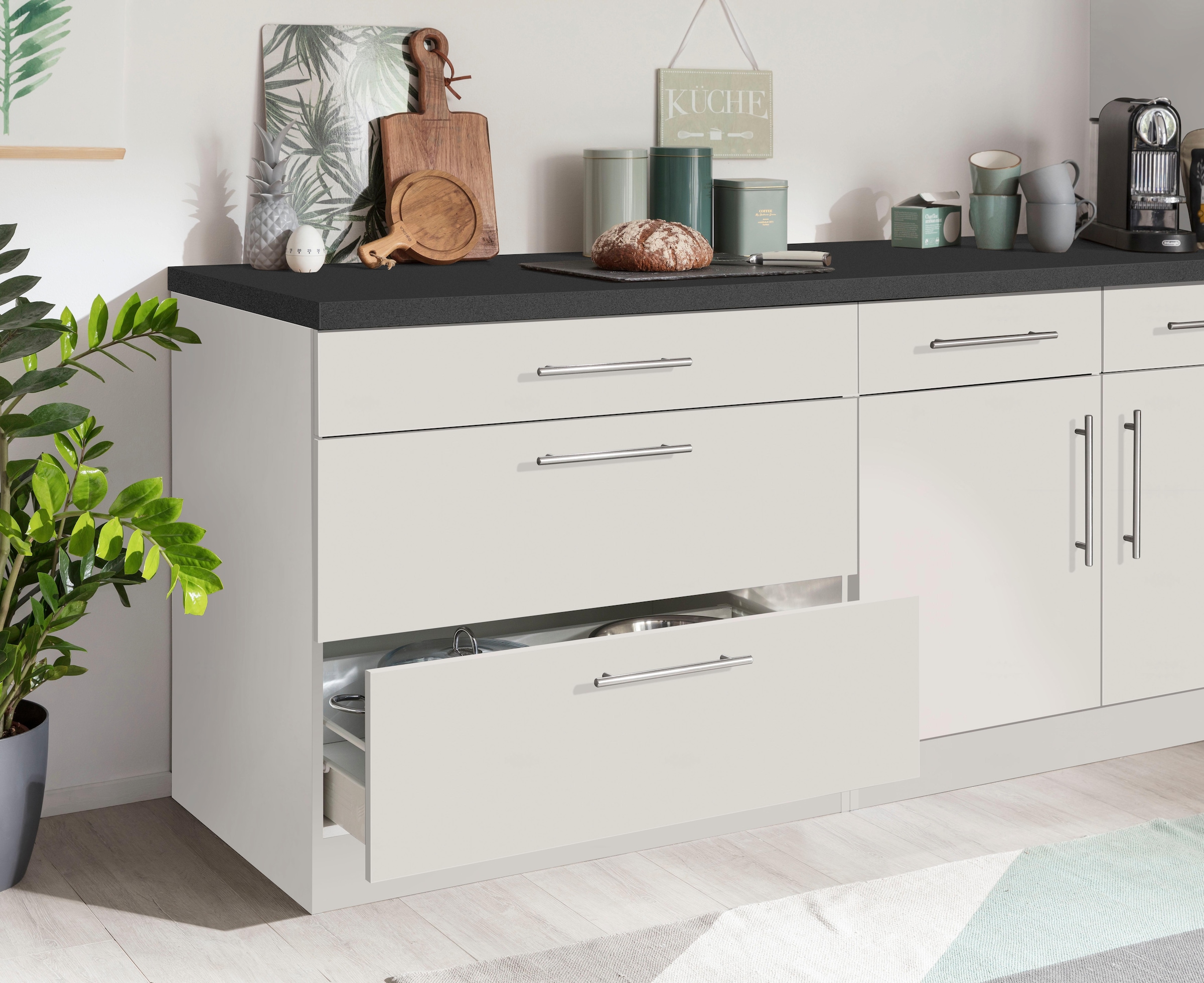 wiho Küchen Unterschrank »Cali«, 90 cm breit, mit 2 grossen Auszügen ohne Arbeitsplatte